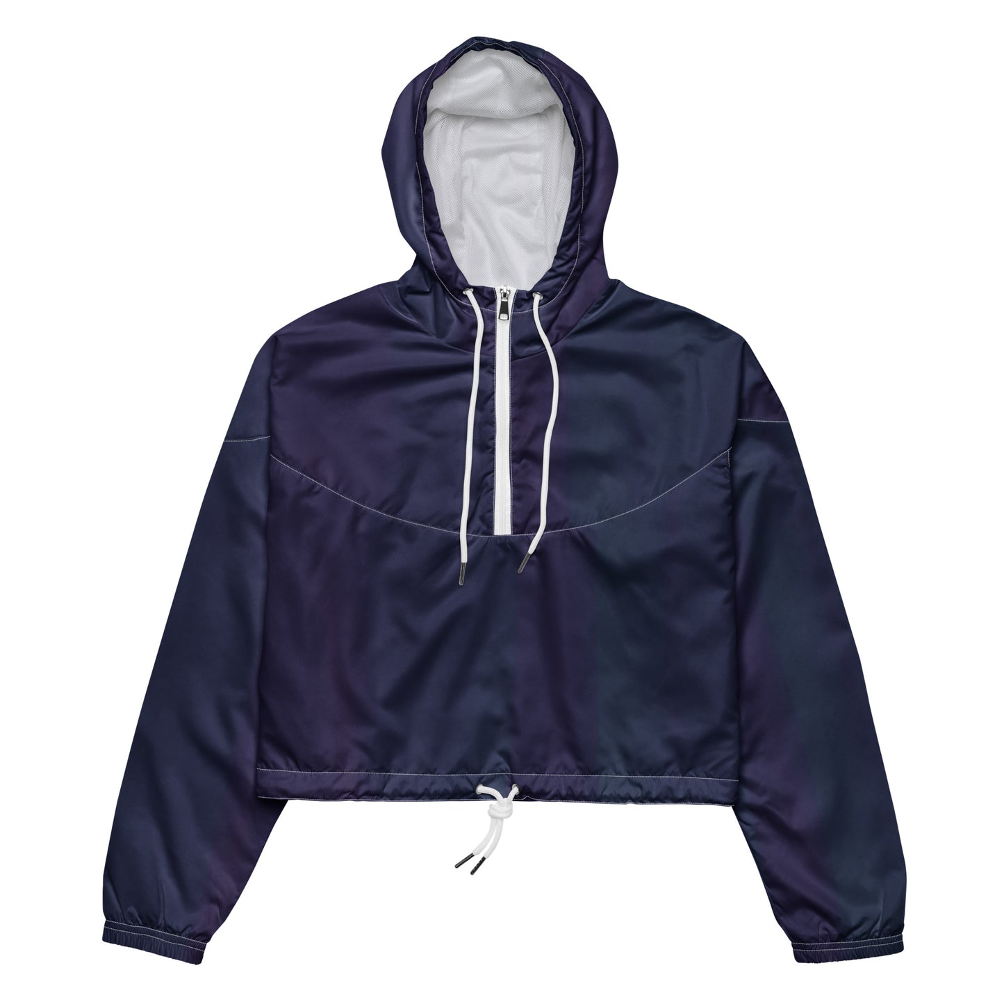 Purple Cropped Windbreaker Hoodie – Women's Water-Resistant Athletic Jacket