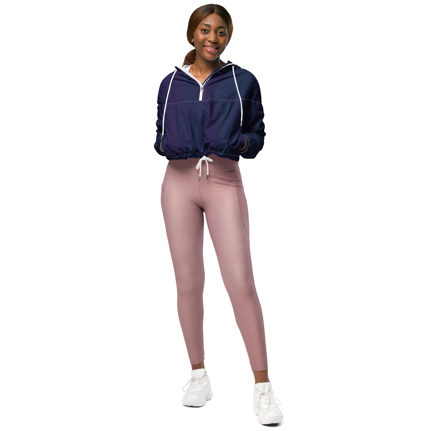 Purple Cropped Windbreaker Hoodie – Women's Water-Resistant Athletic Jacket