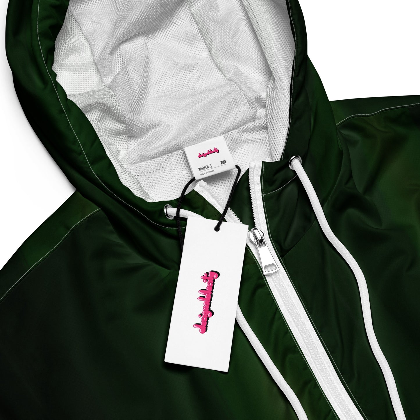 Green Cropped Windbreaker Hoodie – Women's Water-Resistant Athletic Jacket