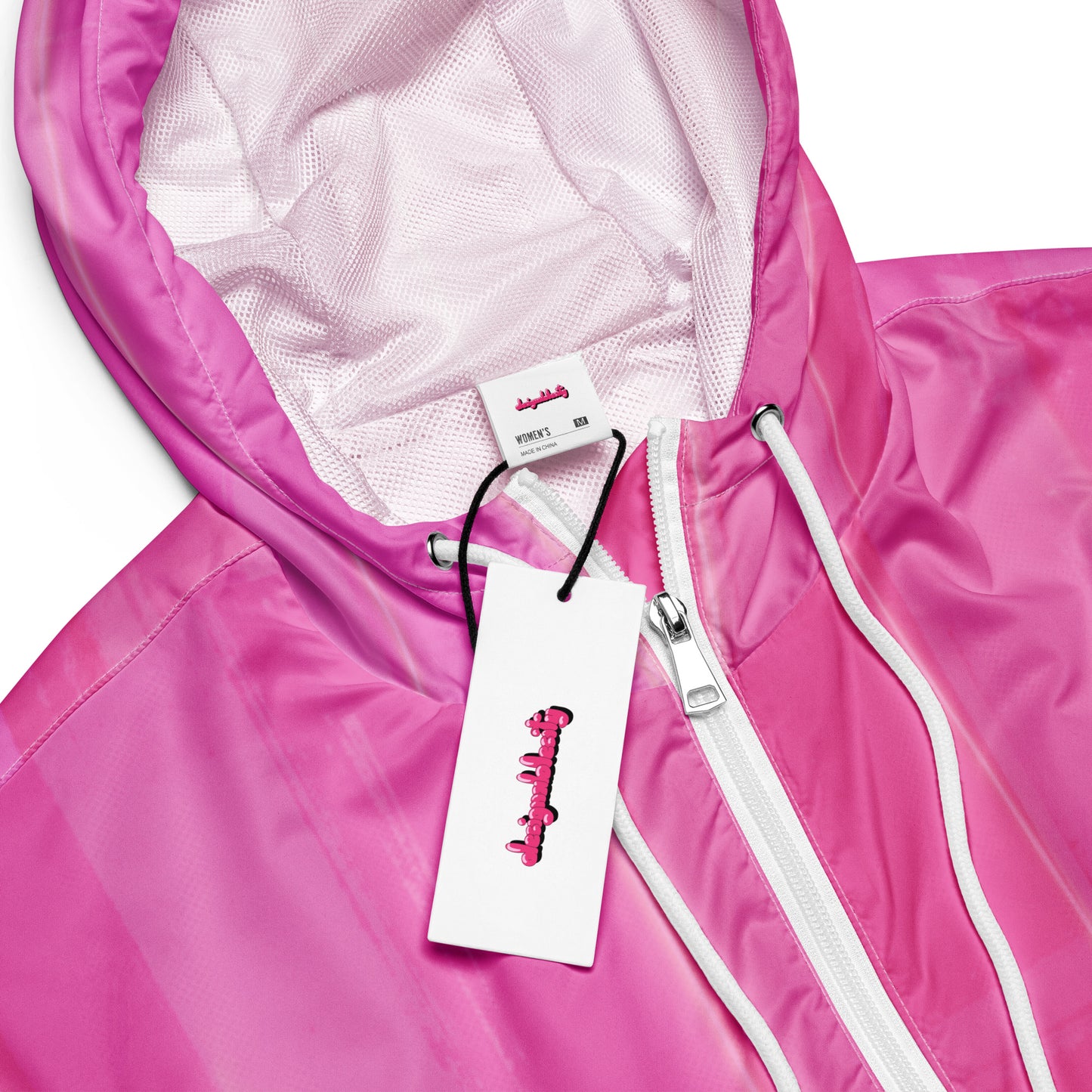 Pink Cropped Windbreaker Hoodie – Women's Water-Resistant Outdoor Jacket