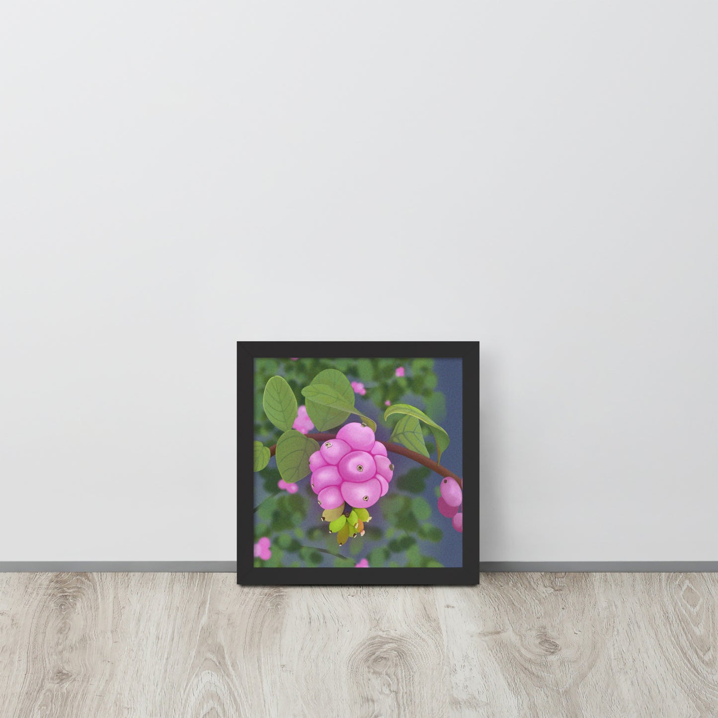 Pink Snowberries Wall Art | Hand-Painted Botanical Print