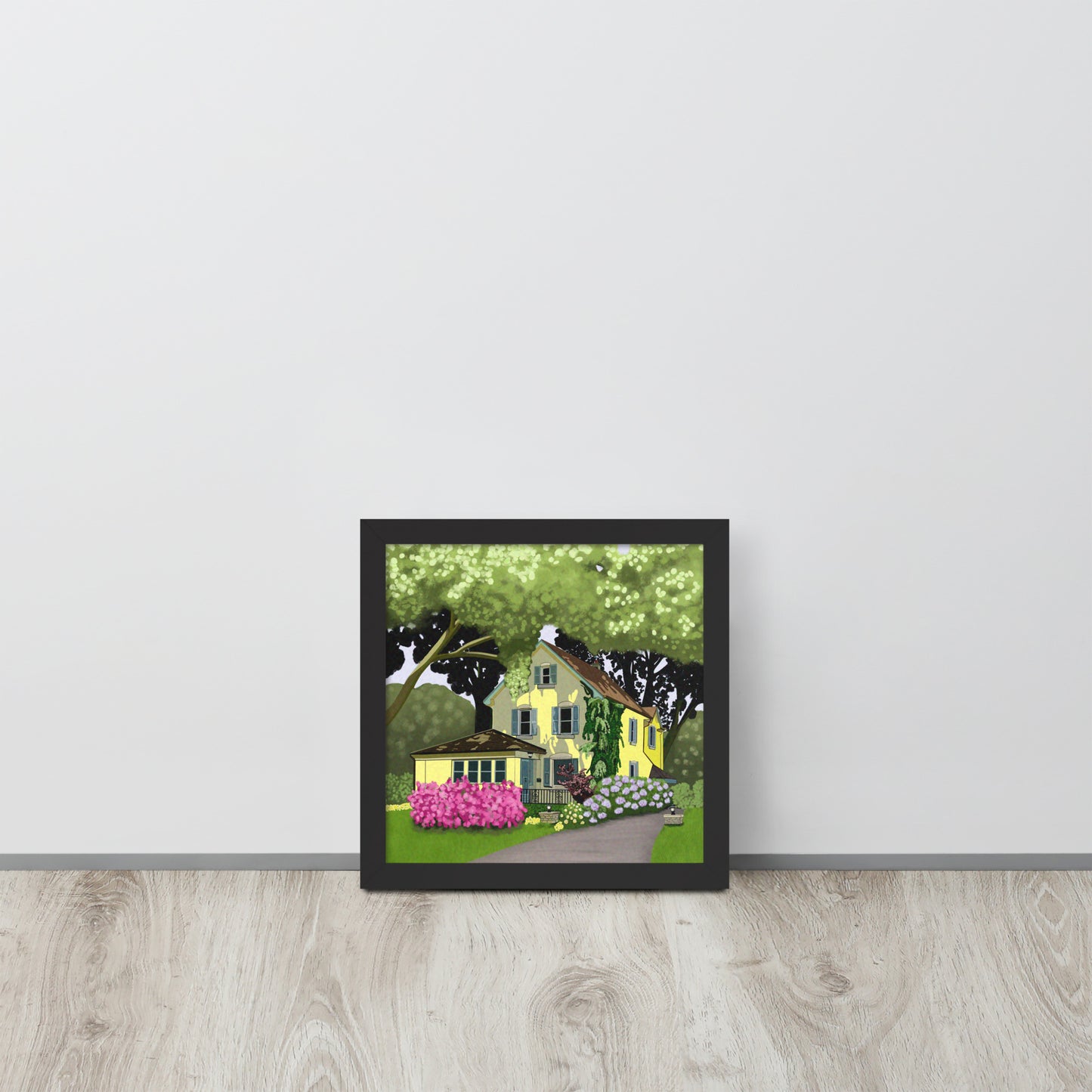 Yellow Cottage Garden Art Print | Hand-Painted Summer Home Wall Decor