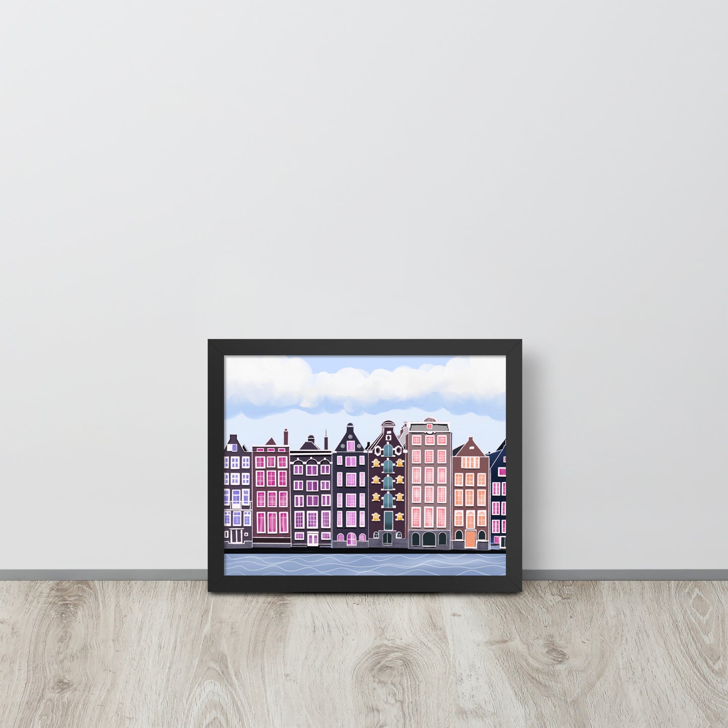 Amsterdam Canal Houses Wall Art | Colorful Dutch Cityscape Print & Framed Poster
