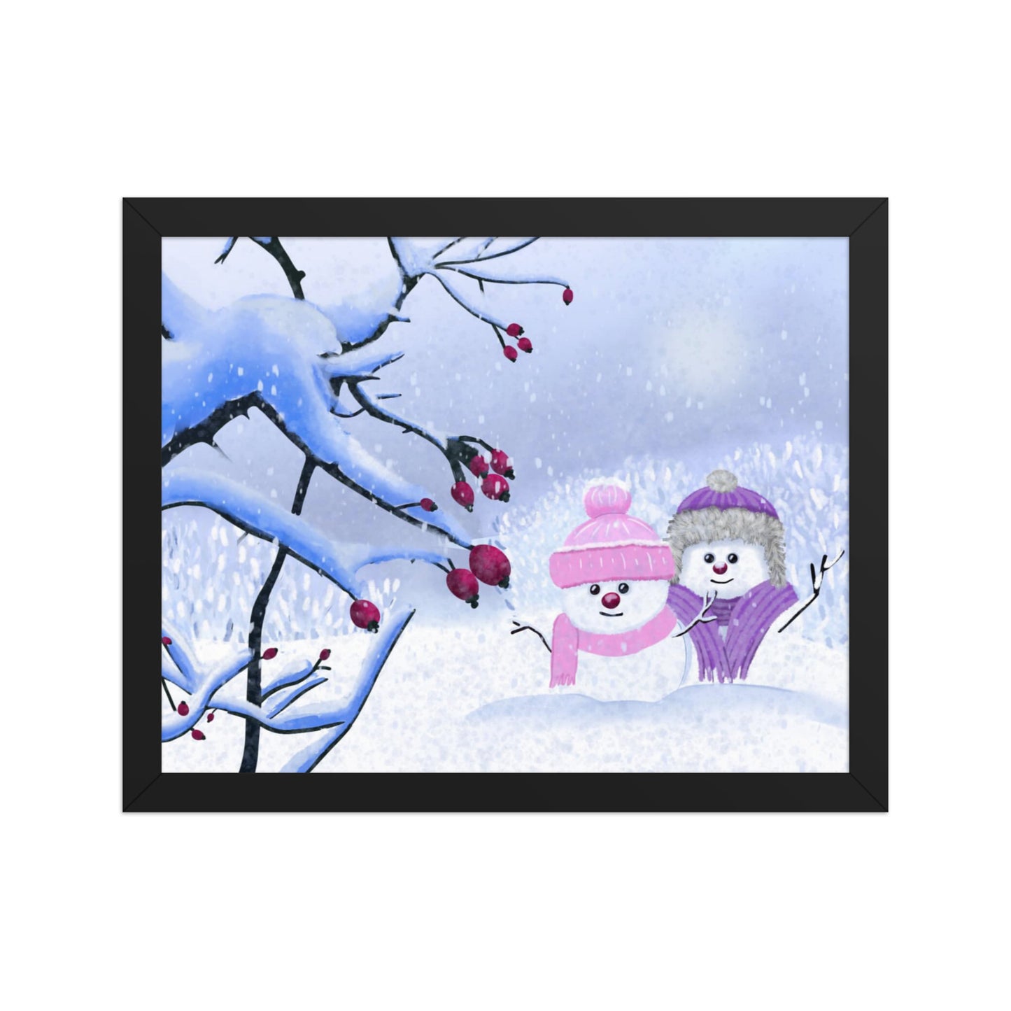 Snowman Winter Day Art Print: Whimsical Holiday Decor