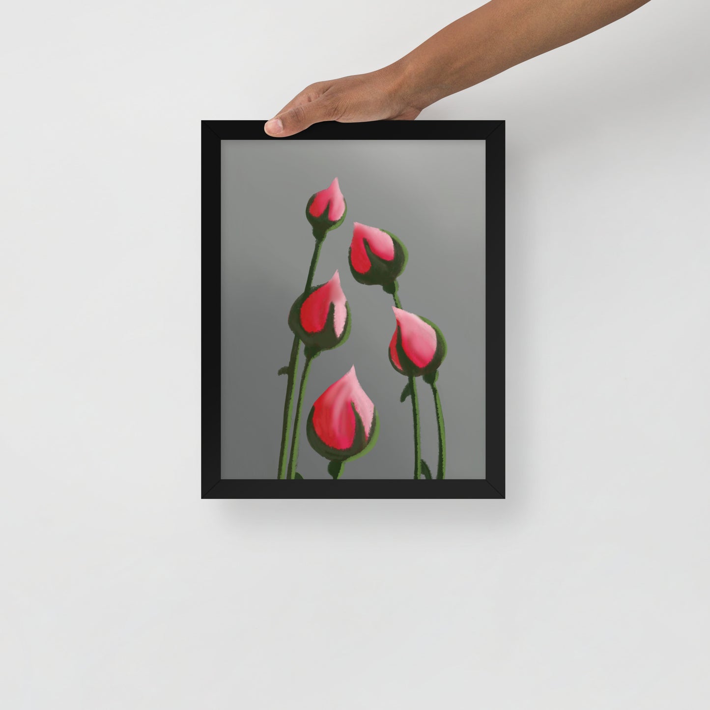 Blush in Bloom – Pink Rosebud Art Print | Minimalist Floral Wall Decor
