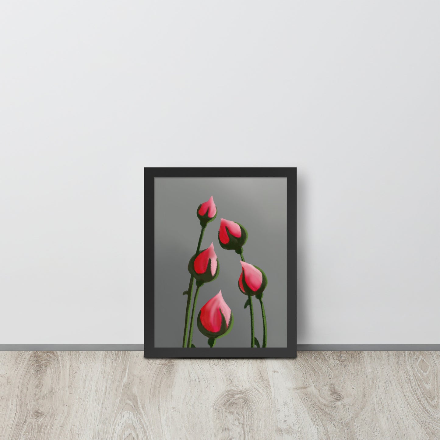 Blush in Bloom – Pink Rosebud Art Print | Minimalist Floral Wall Decor
