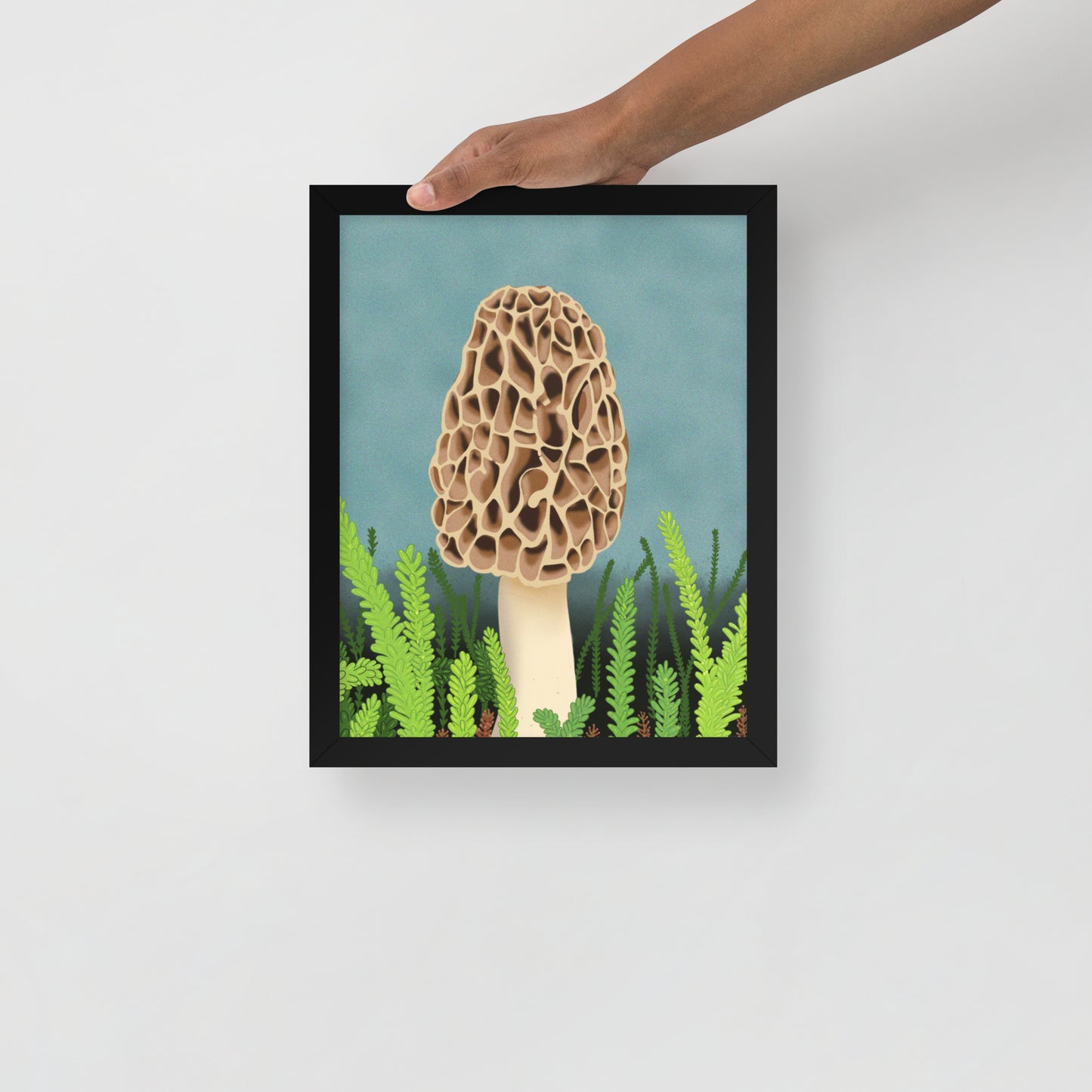 Morel Mushroom Wall Art | Hand-Painted Forest Fungi Print | Woodland Home Décor