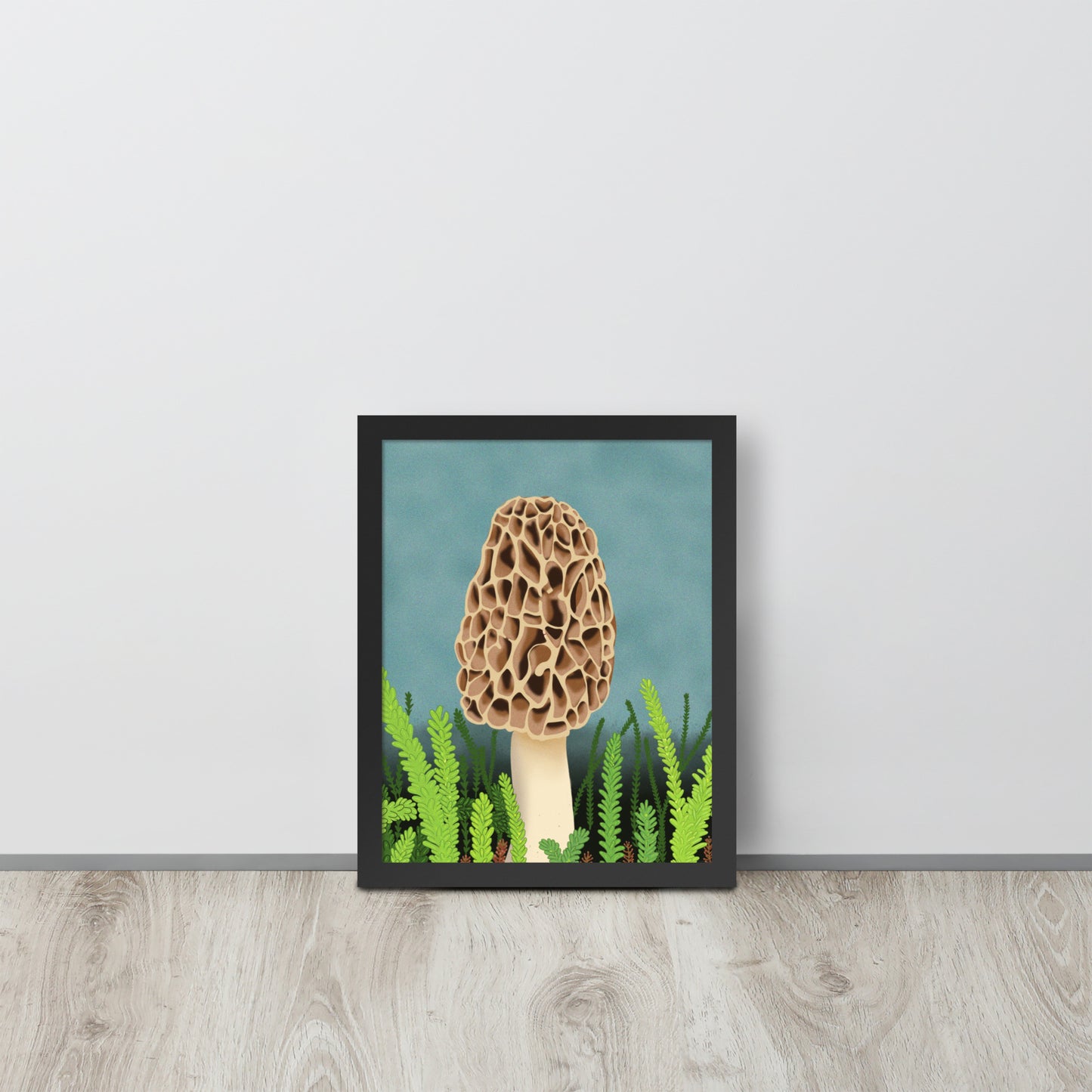 Morel Mushroom Wall Art | Hand-Painted Forest Fungi Print | Woodland Home Décor