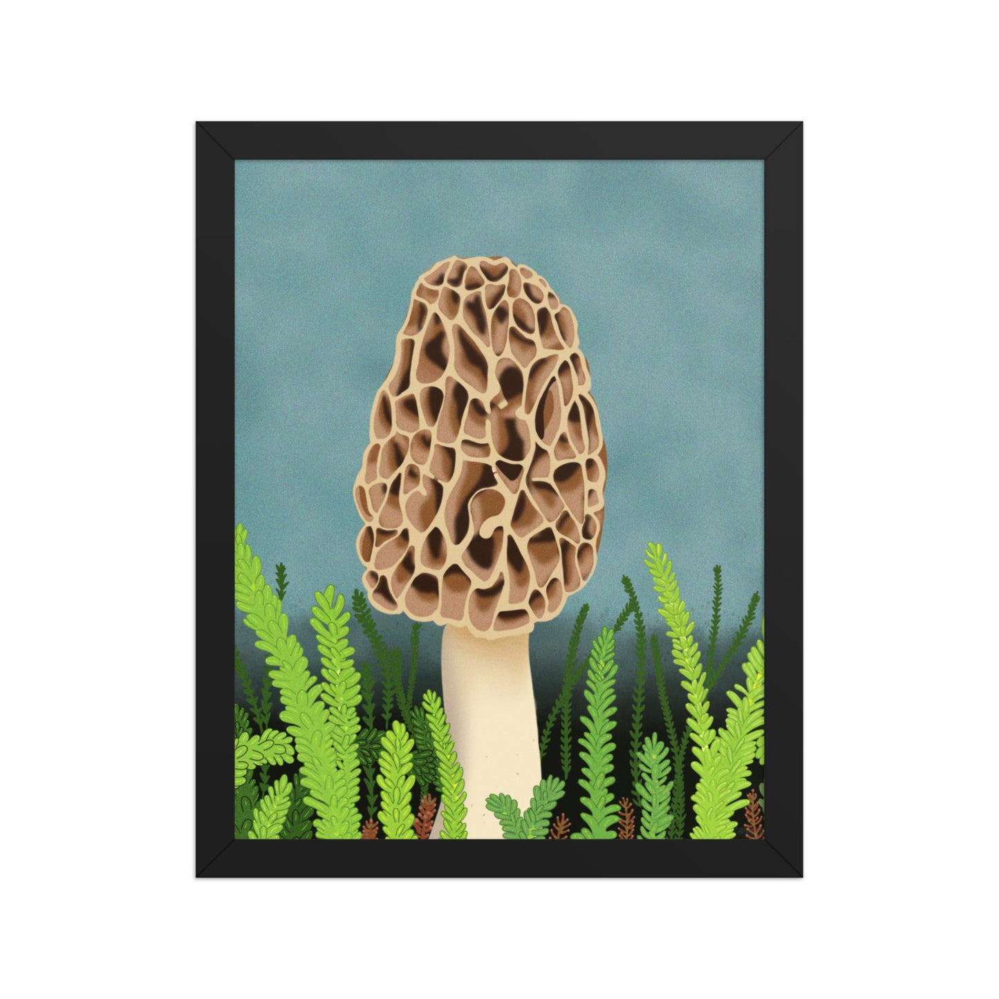 Morel Mushroom Wall Art | Hand-Painted Forest Fungi Print | Woodland Home Décor