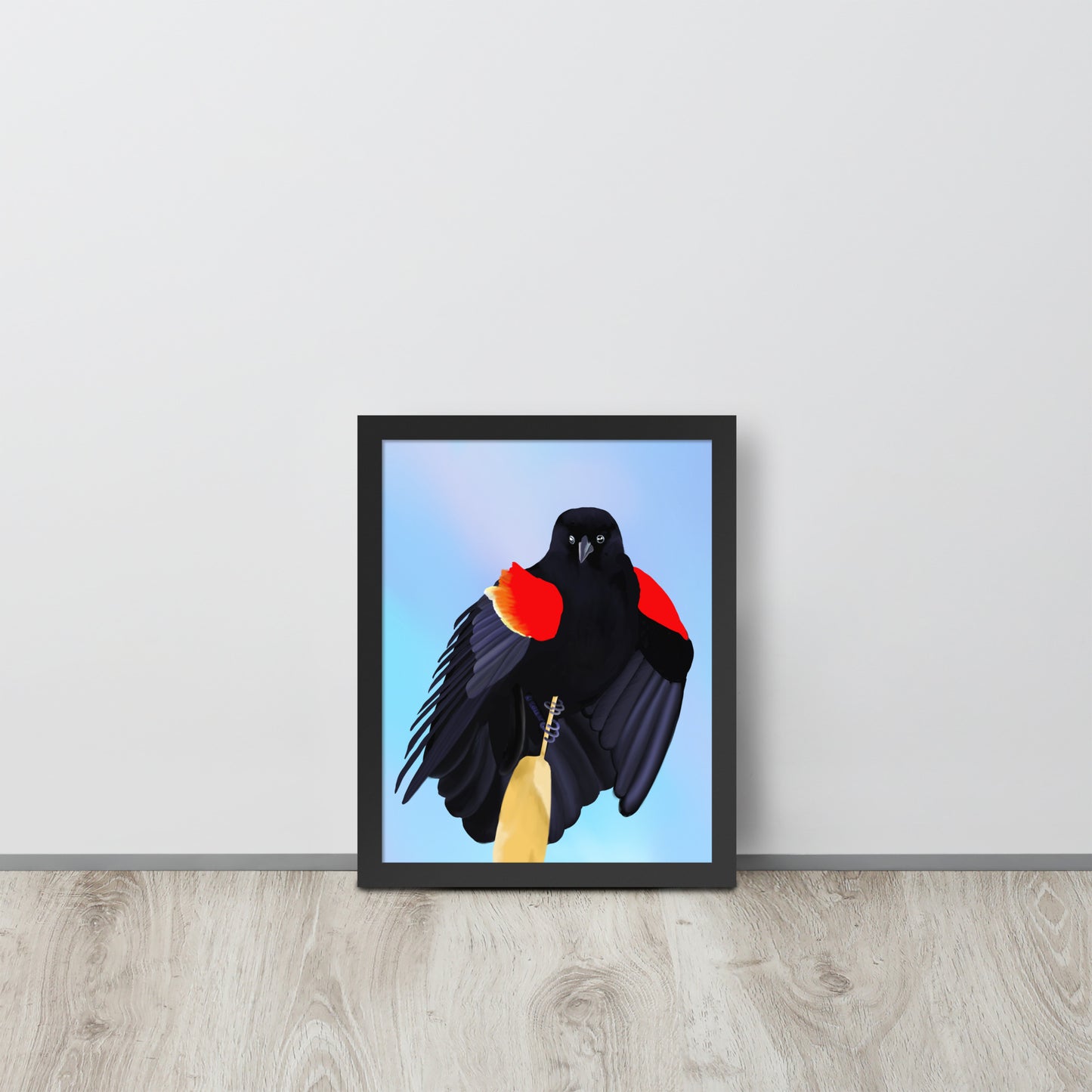 Red-Winged Blackbird Art Print – Hand-Painted Wildlife | Nature Wall Decor