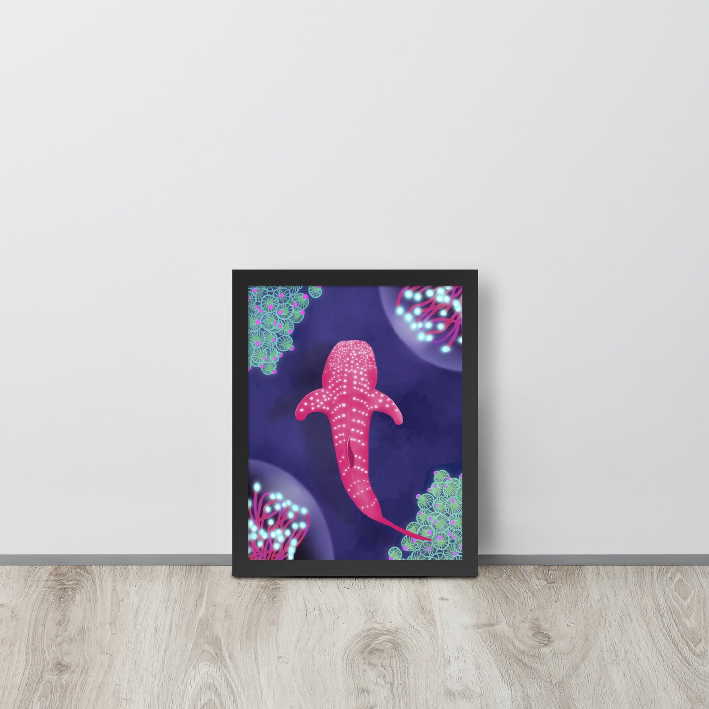 Pink Bioluminescent Whale Shark Wall Art | Ocean Print & Framed Poster