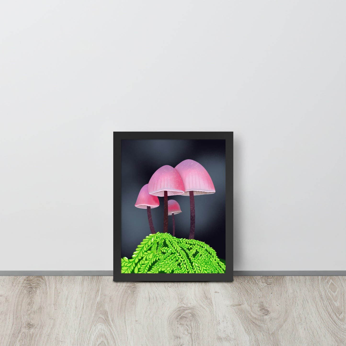 Pink Mushroom Wall Art Print | Whimsical Forest Botanical Decor