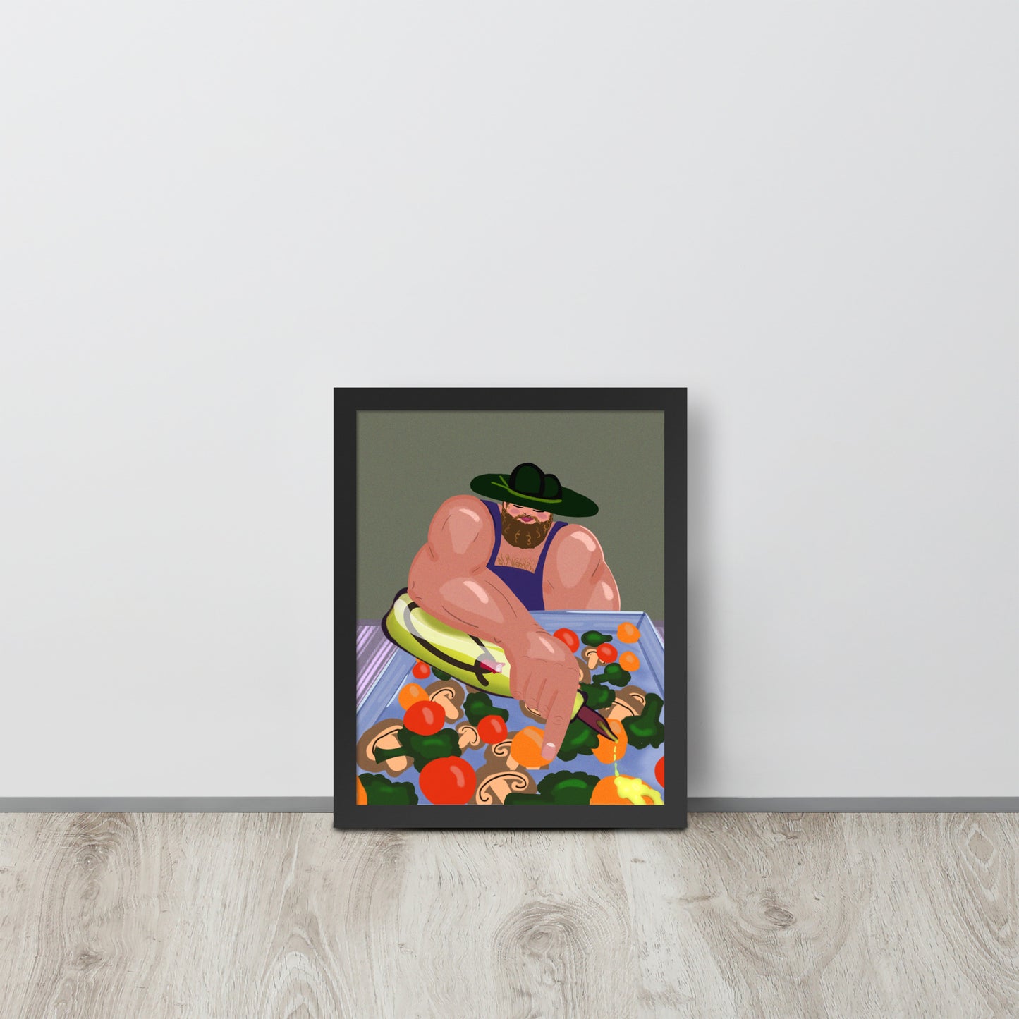 Strongman Salad Art Print | Whimsical Kitchen Wall Art | Print or Framed