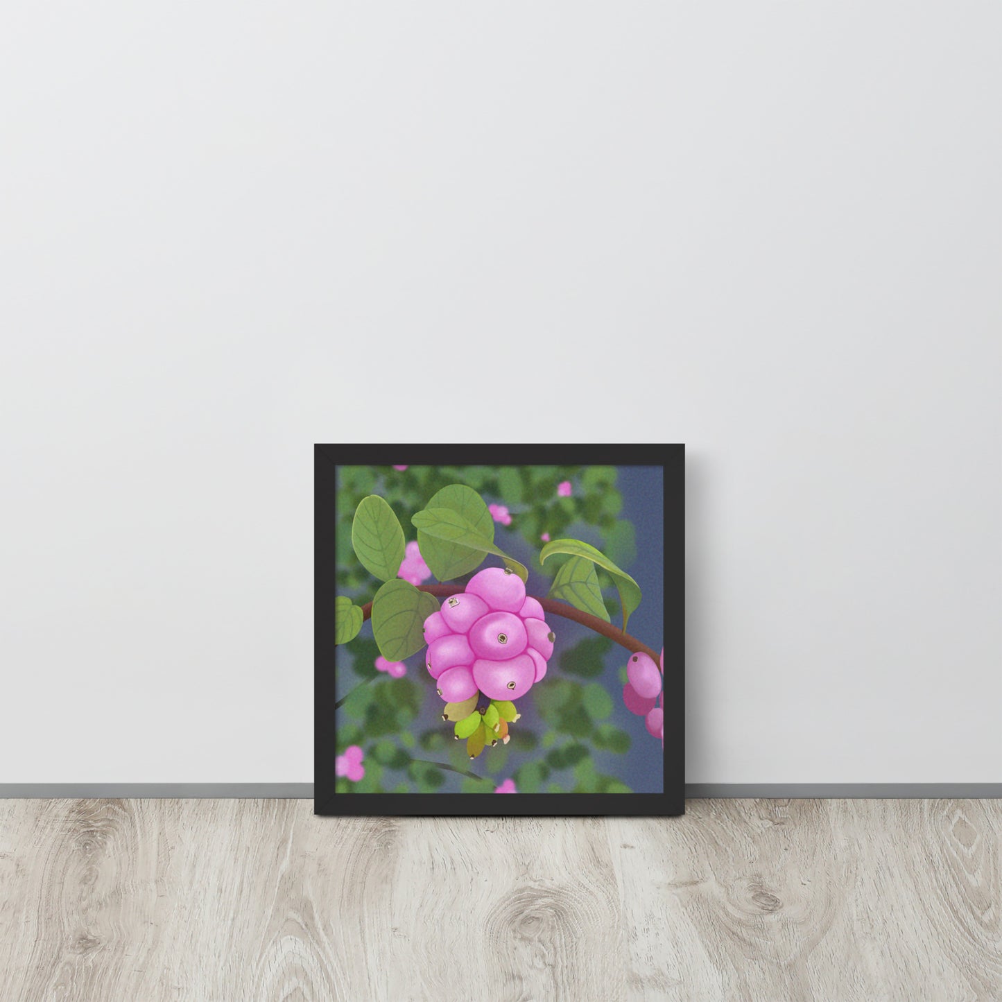 Pink Snowberries Wall Art | Hand-Painted Botanical Print