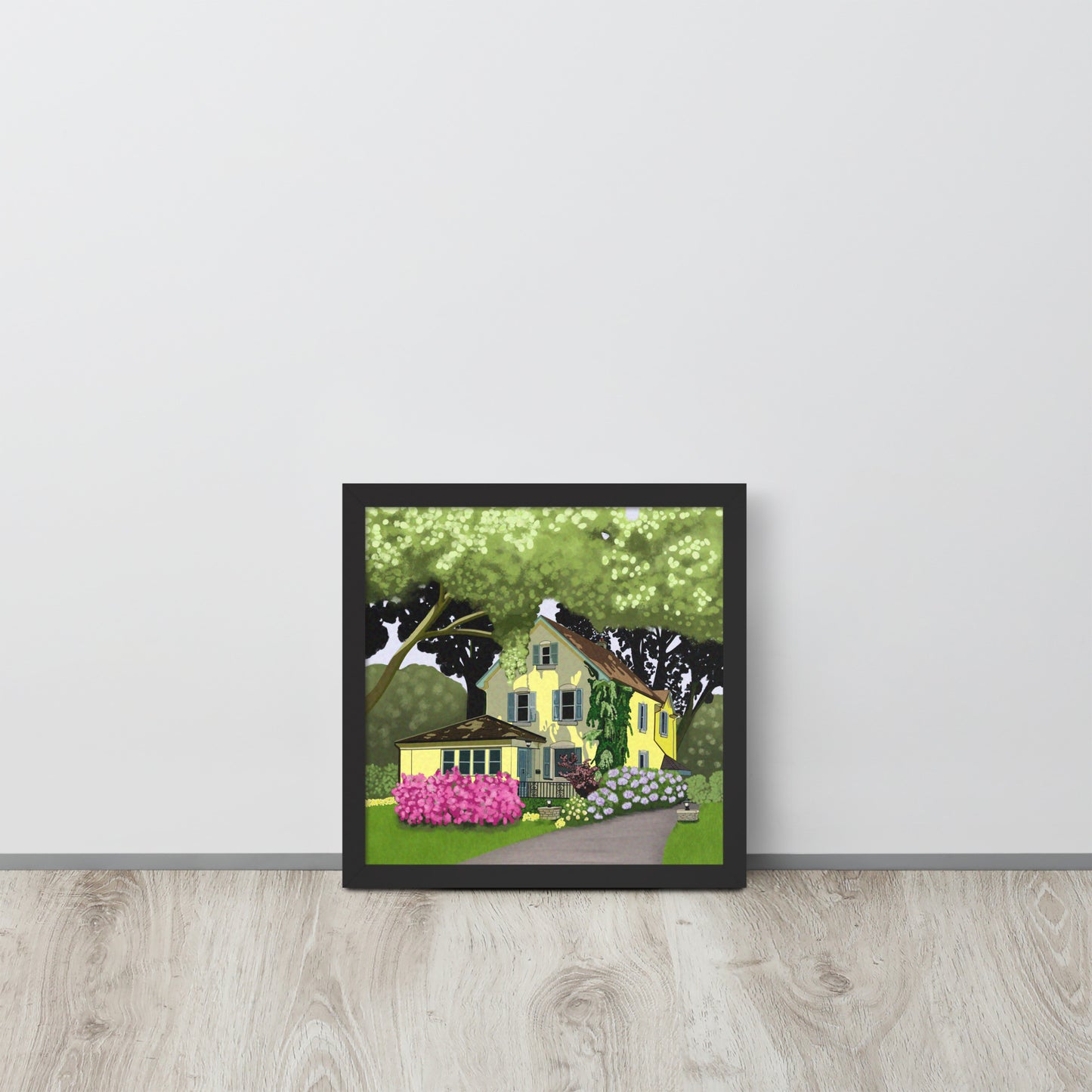 Yellow Cottage Garden Art Print | Hand-Painted Summer Home Wall Decor