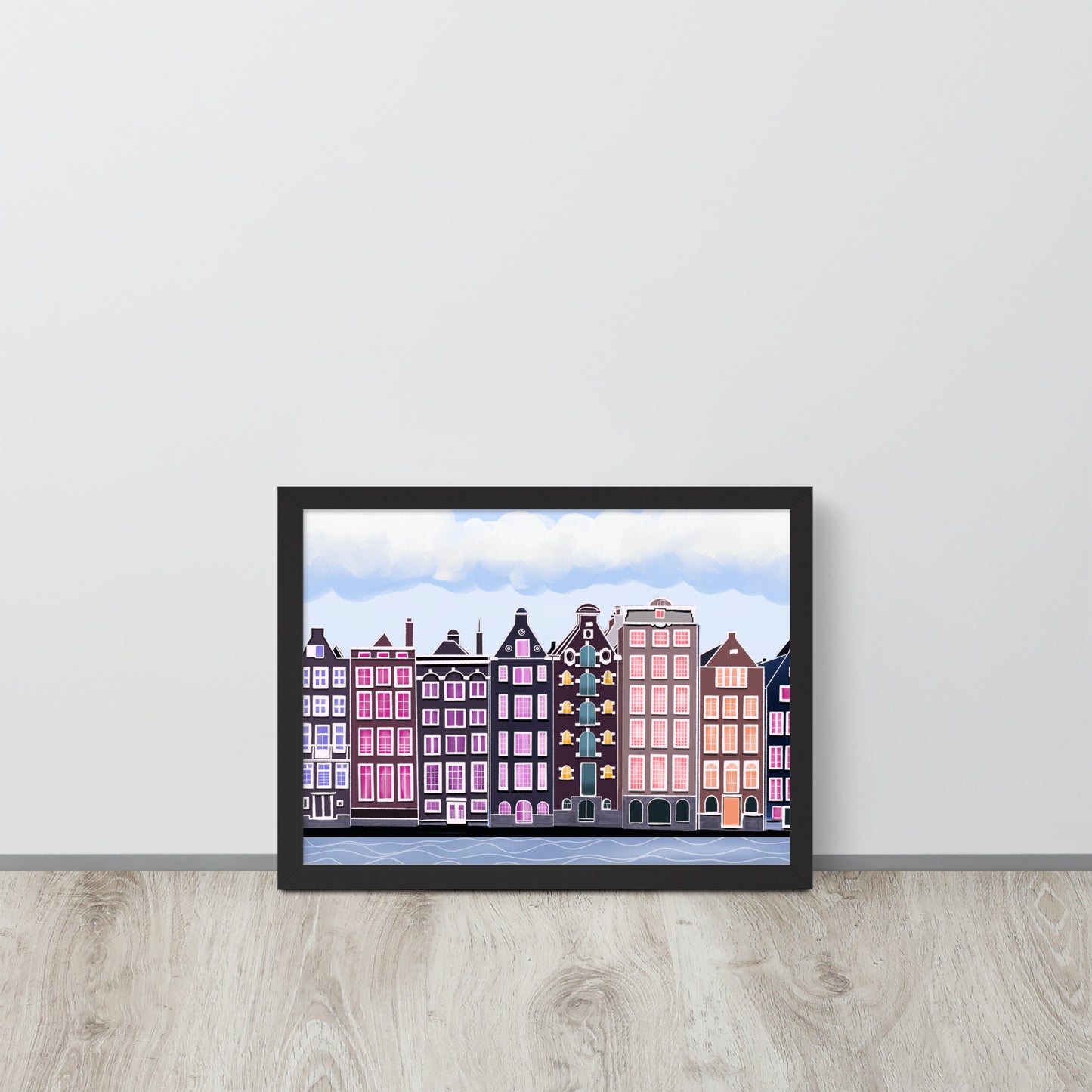 Amsterdam Canal Houses Wall Art | Colorful Dutch Cityscape Print & Framed Poster