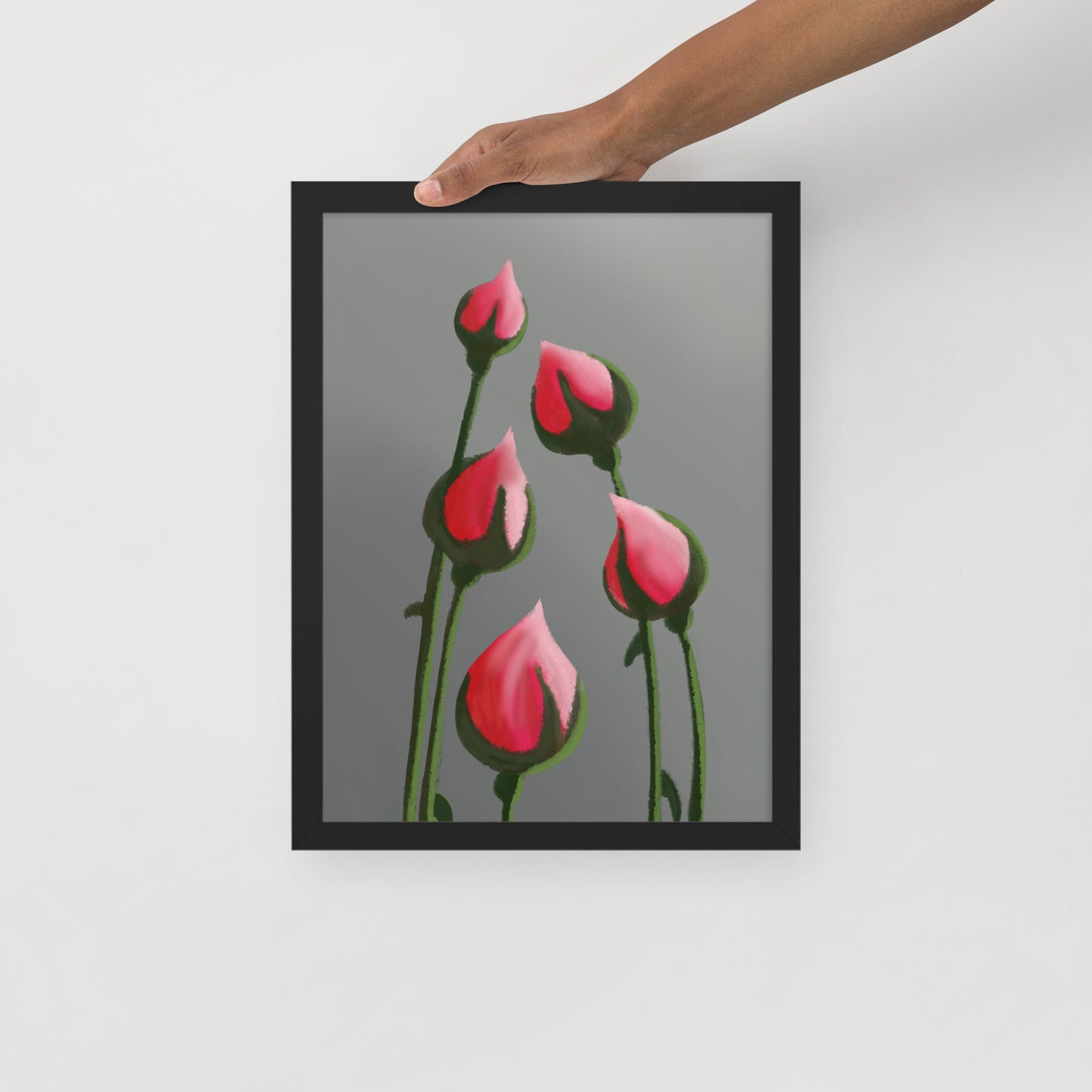 Blush in Bloom – Pink Rosebud Art Print | Minimalist Floral Wall Decor