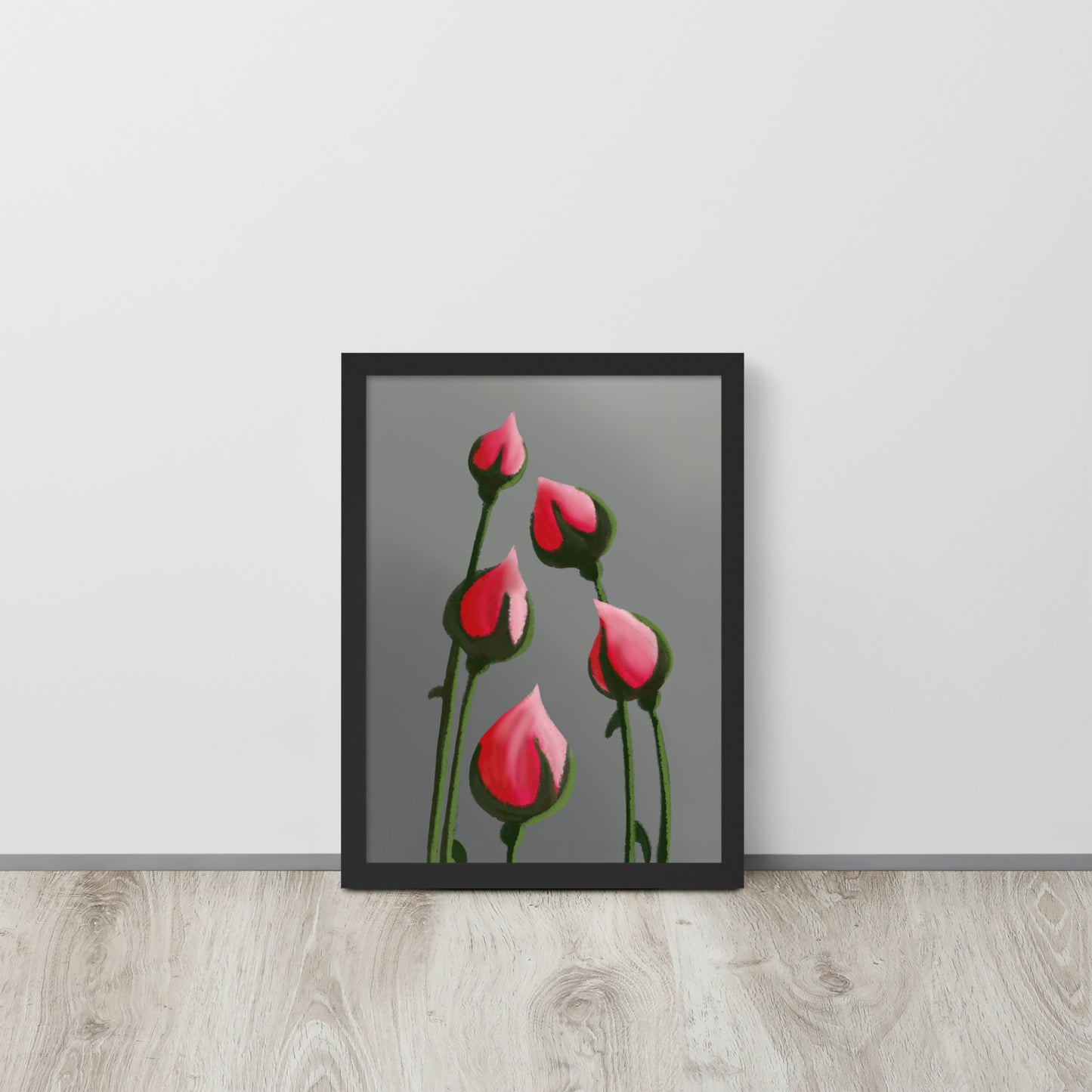 Blush in Bloom – Pink Rosebud Art Print | Minimalist Floral Wall Decor