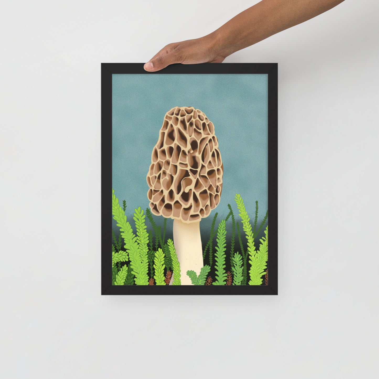 Morel Mushroom Wall Art | Hand-Painted Forest Fungi Print | Woodland Home Décor