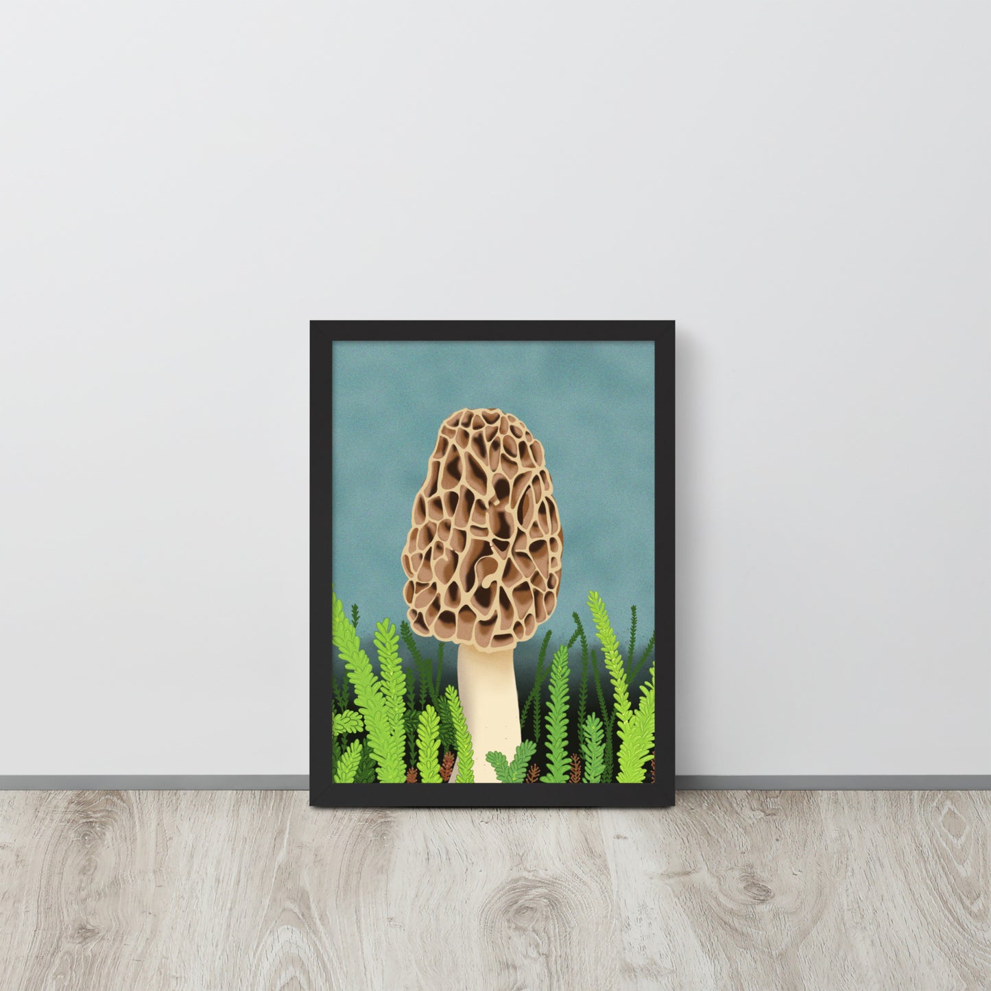 Morel Mushroom Wall Art | Hand-Painted Forest Fungi Print | Woodland Home Décor