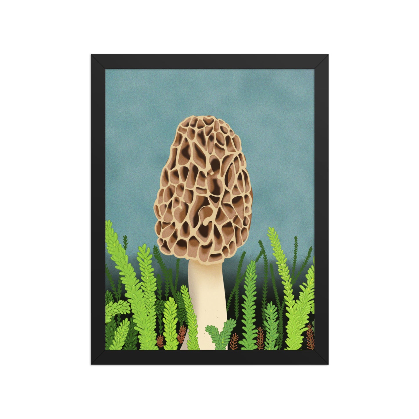 Morel Mushroom Wall Art | Hand-Painted Forest Fungi Print | Woodland Home Décor