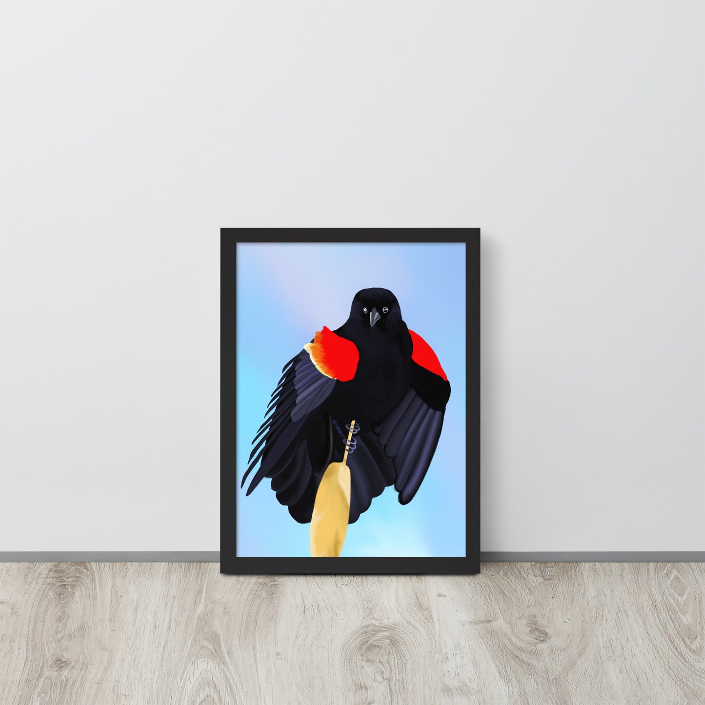 Red-Winged Blackbird Art Print – Hand-Painted Wildlife | Nature Wall Decor