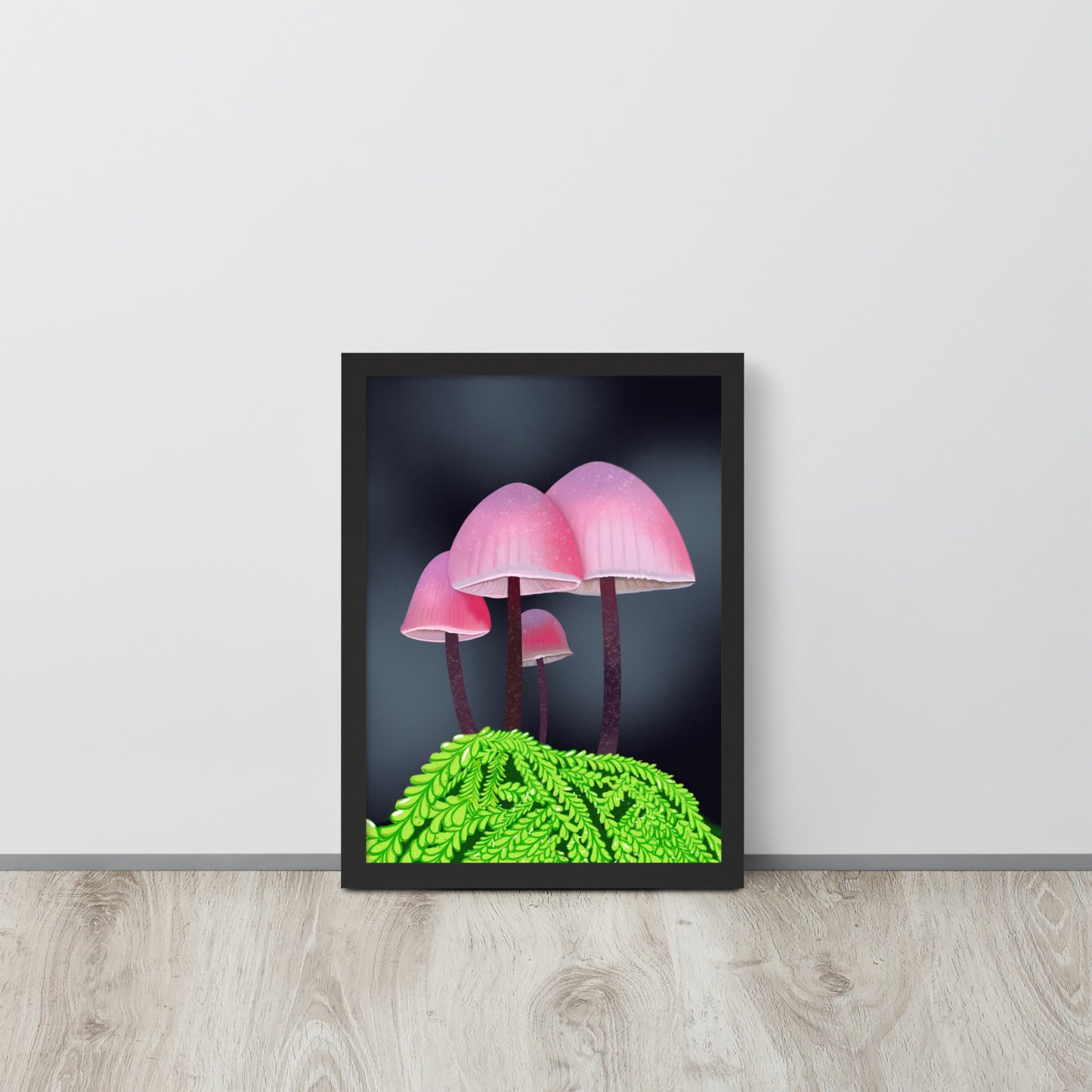 Pink Mushroom Wall Art Print | Whimsical Forest Botanical Decor