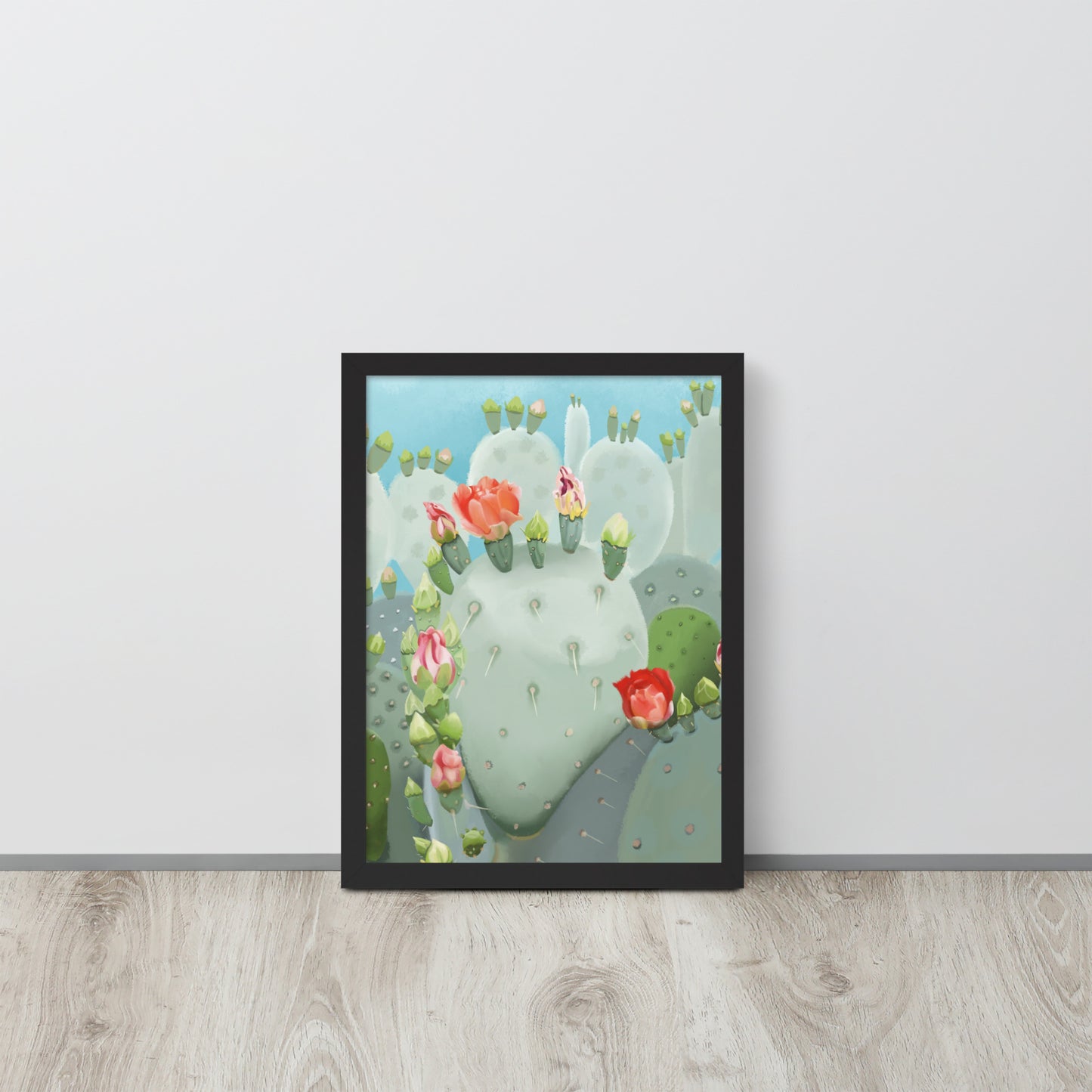 Prickly Pear Cactus Bloom Wall Art Print | Desert Botanical Decor