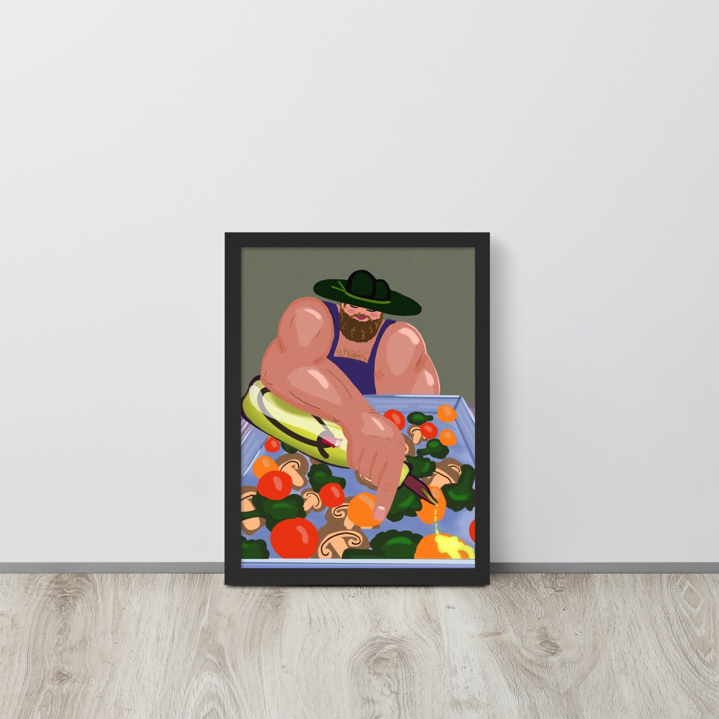 Strongman Salad Art Print | Whimsical Kitchen Wall Art | Print or Framed