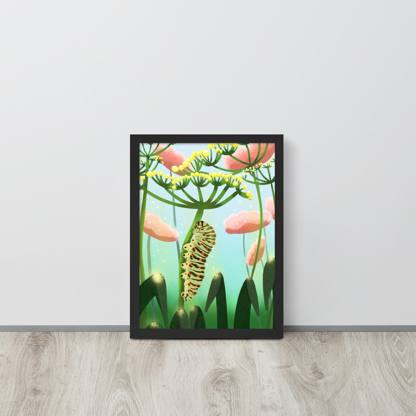 Caterpillar Art Print – Hand-Painted Botanical Wall Art | Nursery & Nature Decor
