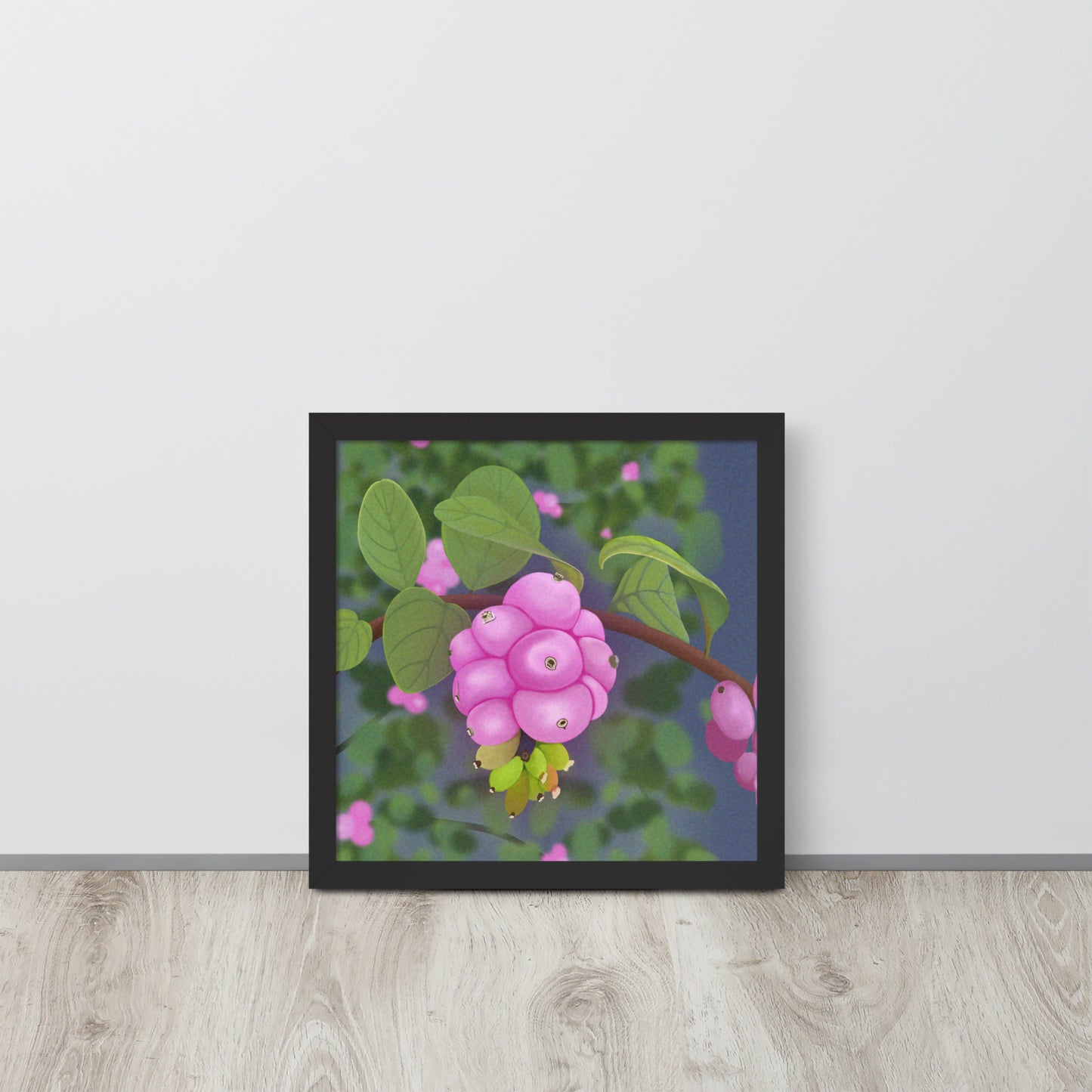 Pink Snowberries Wall Art | Hand-Painted Botanical Print