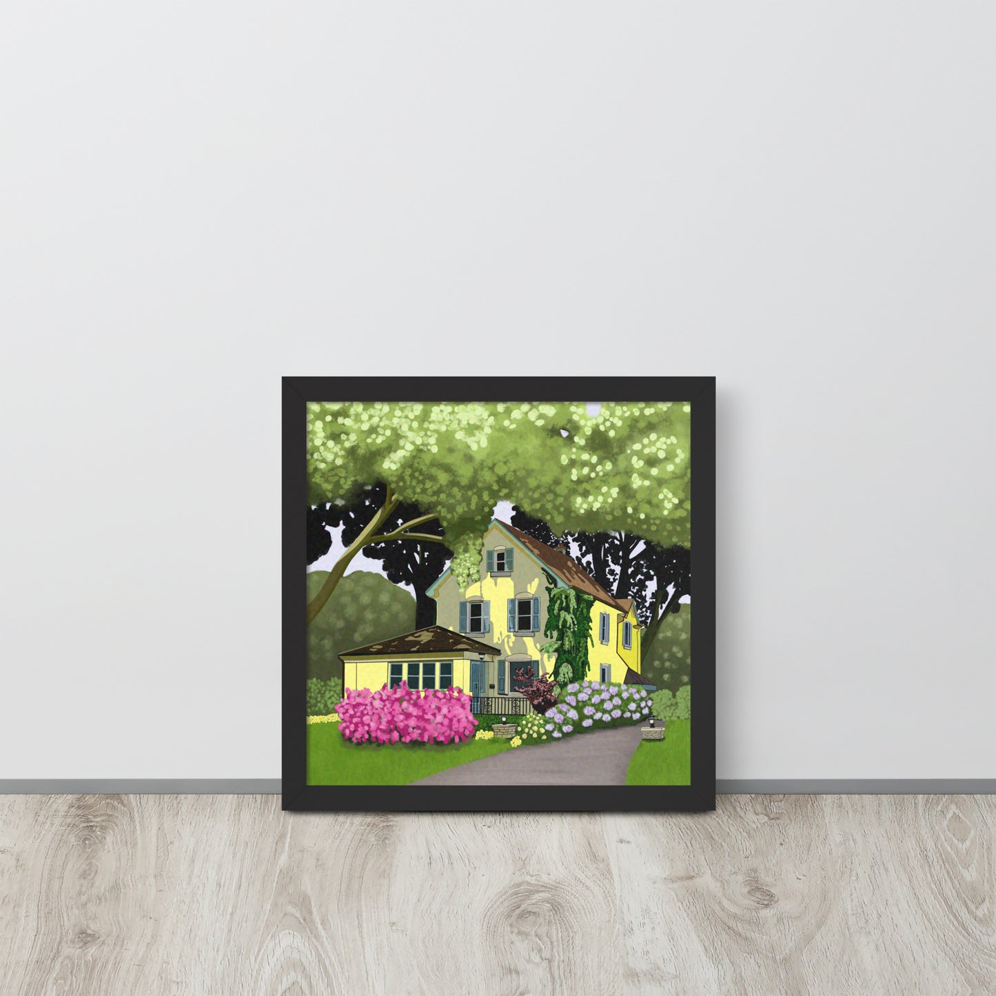 Yellow Cottage Garden Art Print | Hand-Painted Summer Home Wall Decor