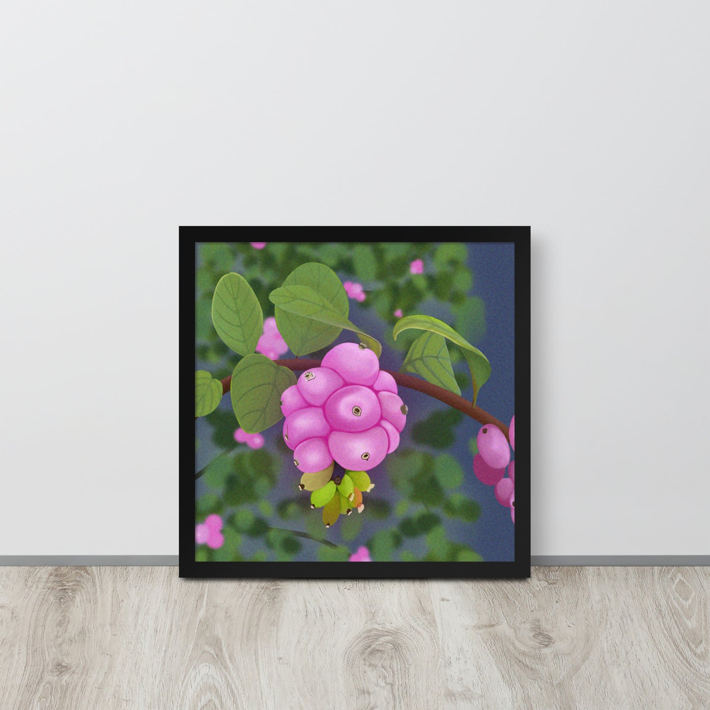 Pink Snowberries Wall Art | Hand-Painted Botanical Print