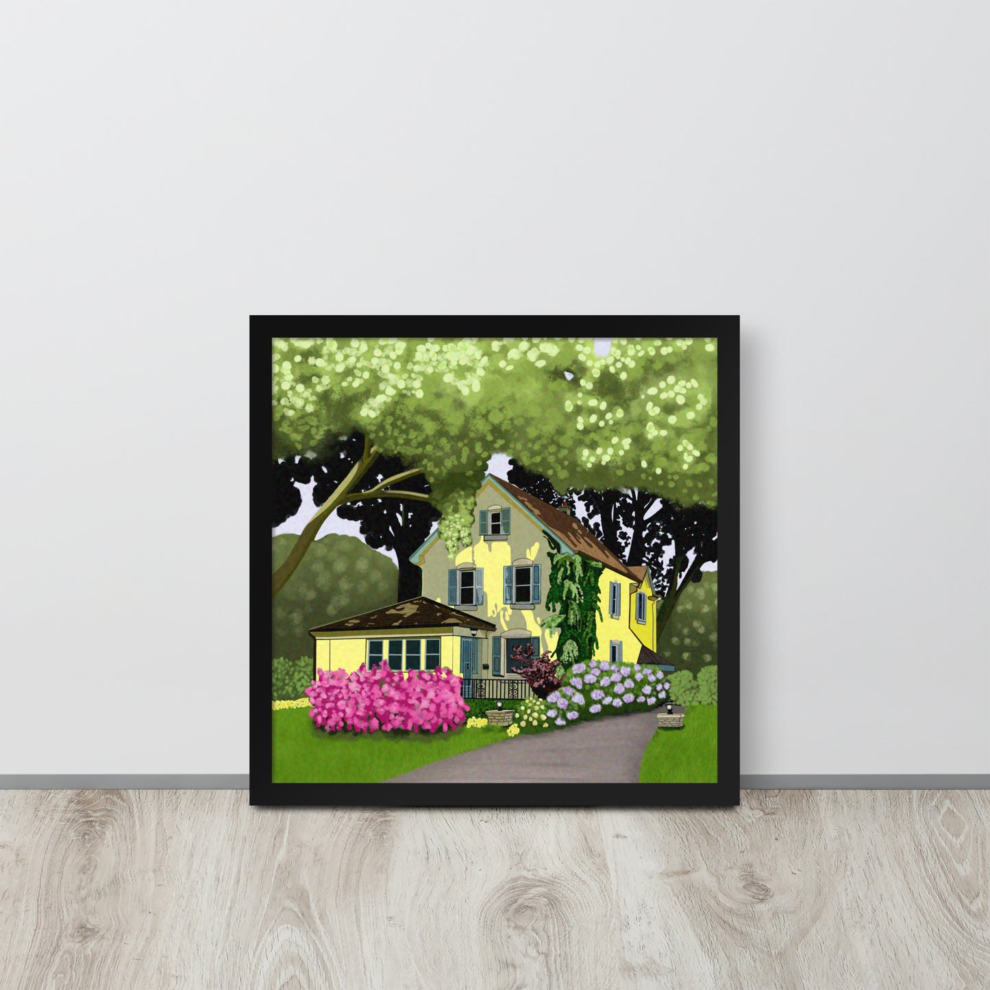 Yellow Cottage Garden Art Print | Hand-Painted Summer Home Wall Decor