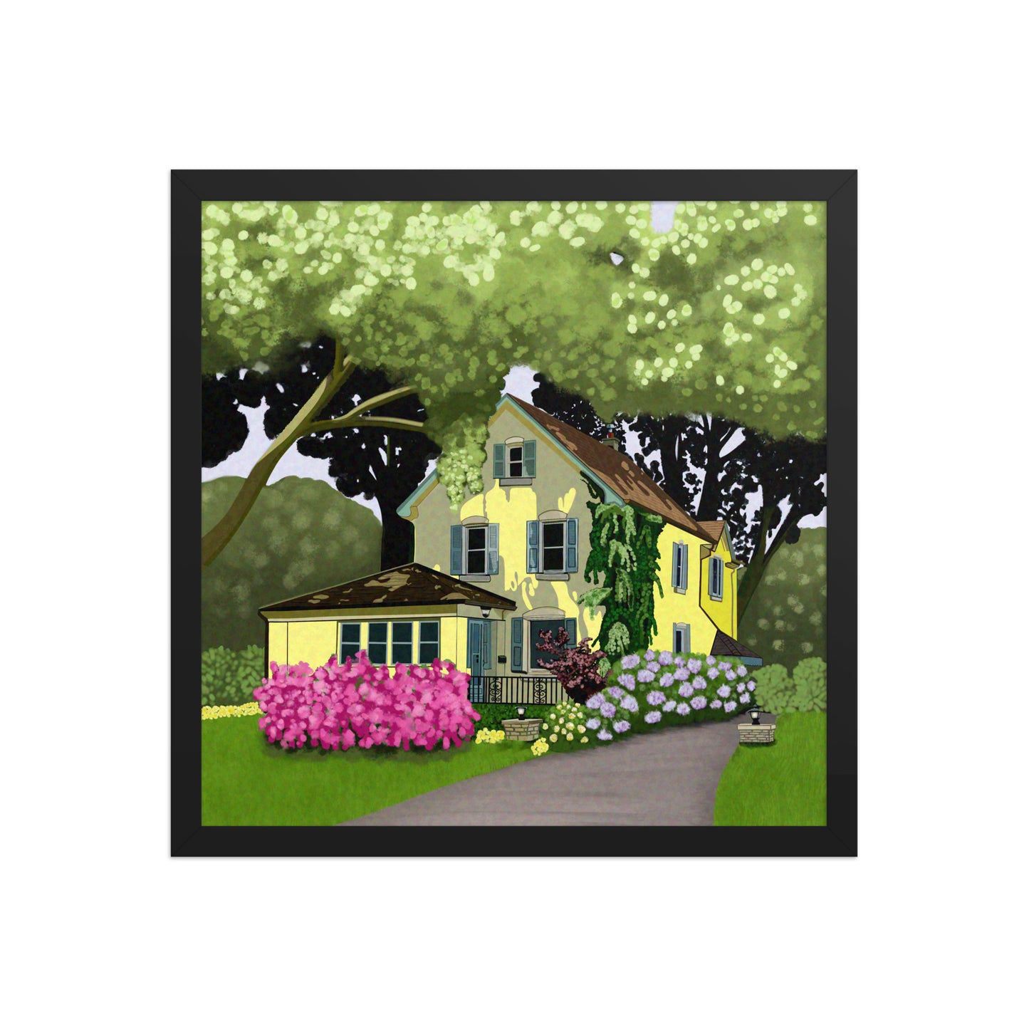 Yellow Cottage Garden Art Print | Hand-Painted Summer Home Wall Decor