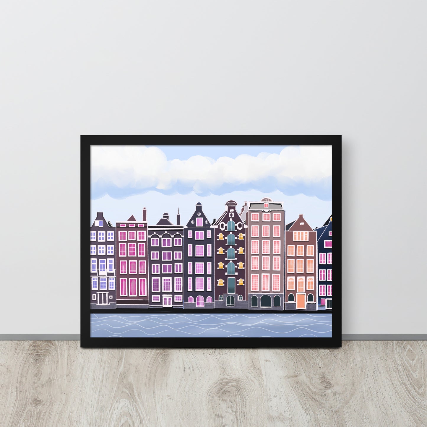 Amsterdam Canal Houses Wall Art | Colorful Dutch Cityscape Print & Framed Poster