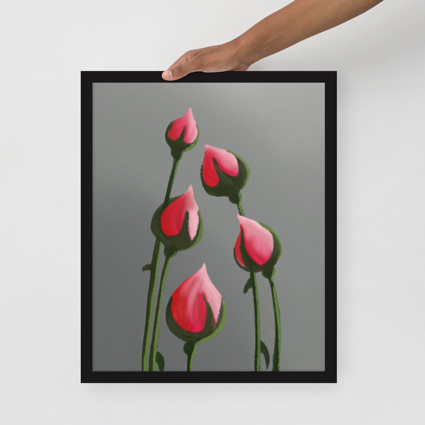Blush in Bloom – Pink Rosebud Art Print | Minimalist Floral Wall Decor