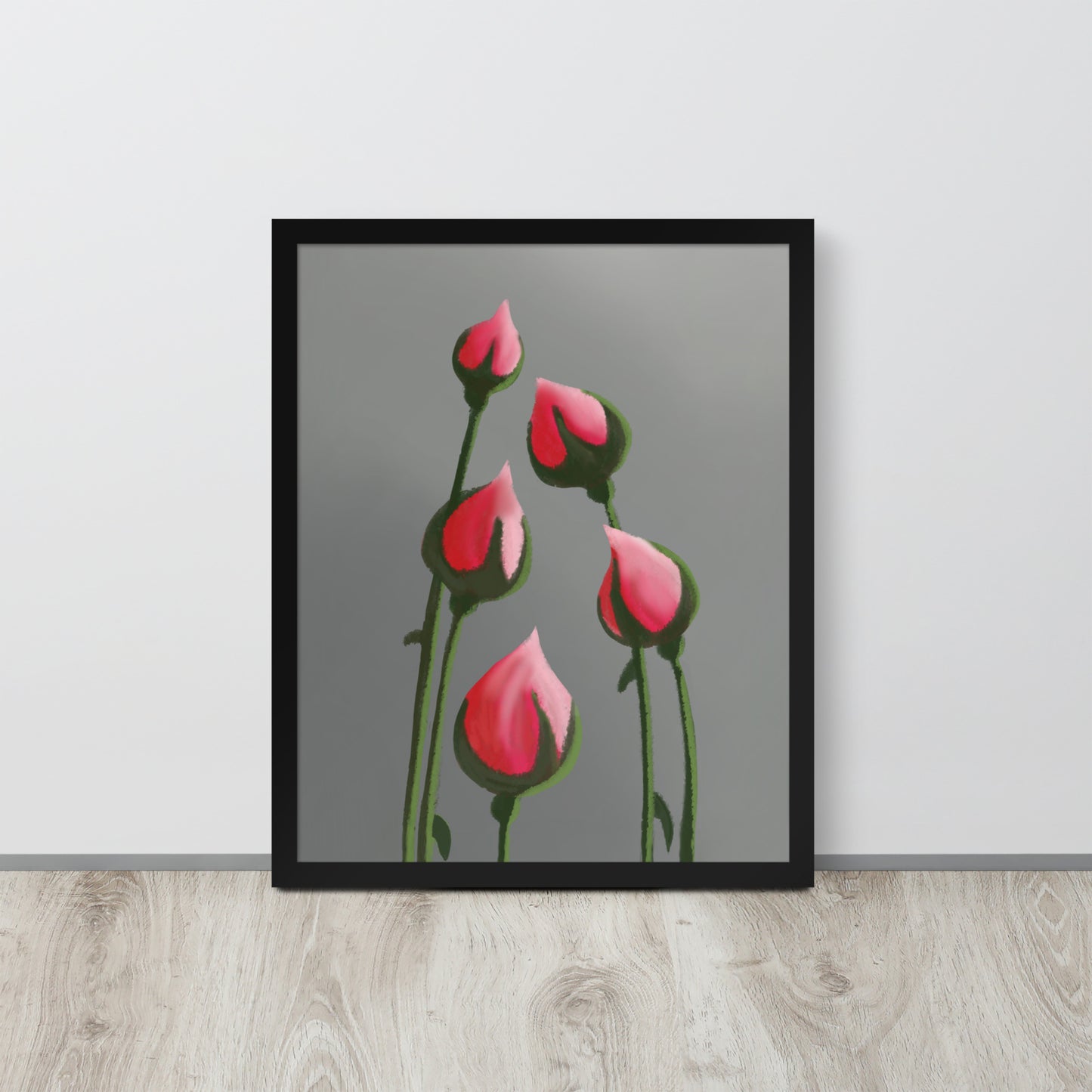 Blush in Bloom – Pink Rosebud Art Print | Minimalist Floral Wall Decor