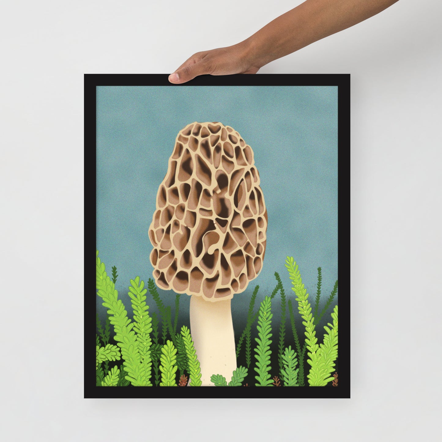 Morel Mushroom Wall Art | Hand-Painted Forest Fungi Print | Woodland Home Décor