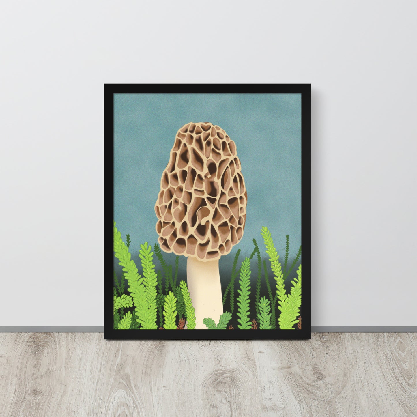 Morel Mushroom Wall Art | Hand-Painted Forest Fungi Print | Woodland Home Décor