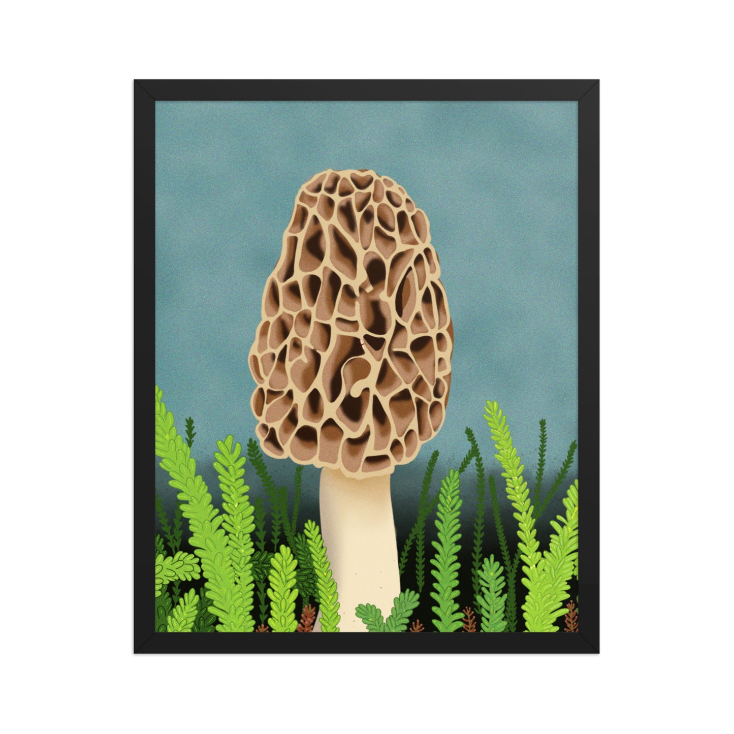 Morel Mushroom Wall Art | Hand-Painted Forest Fungi Print | Woodland Home Décor