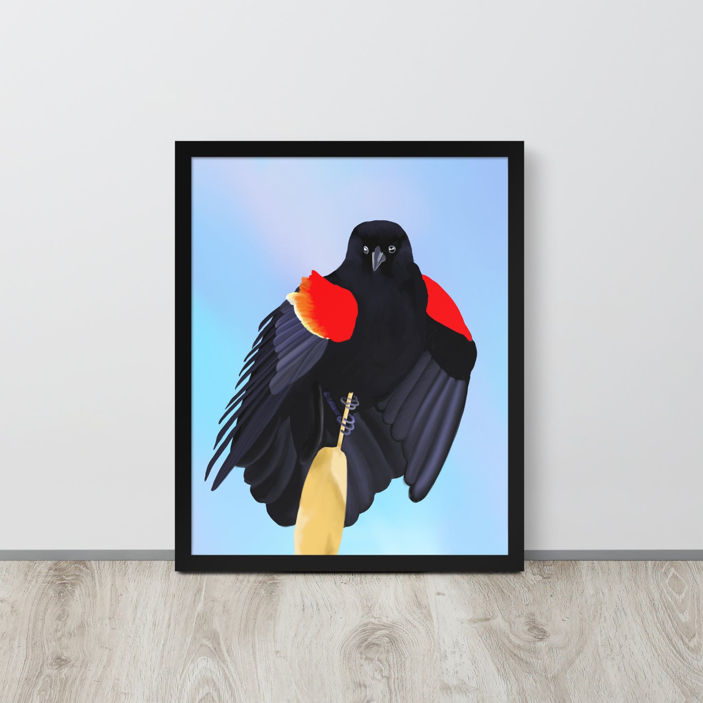 Red-Winged Blackbird Art Print – Hand-Painted Wildlife | Nature Wall Decor