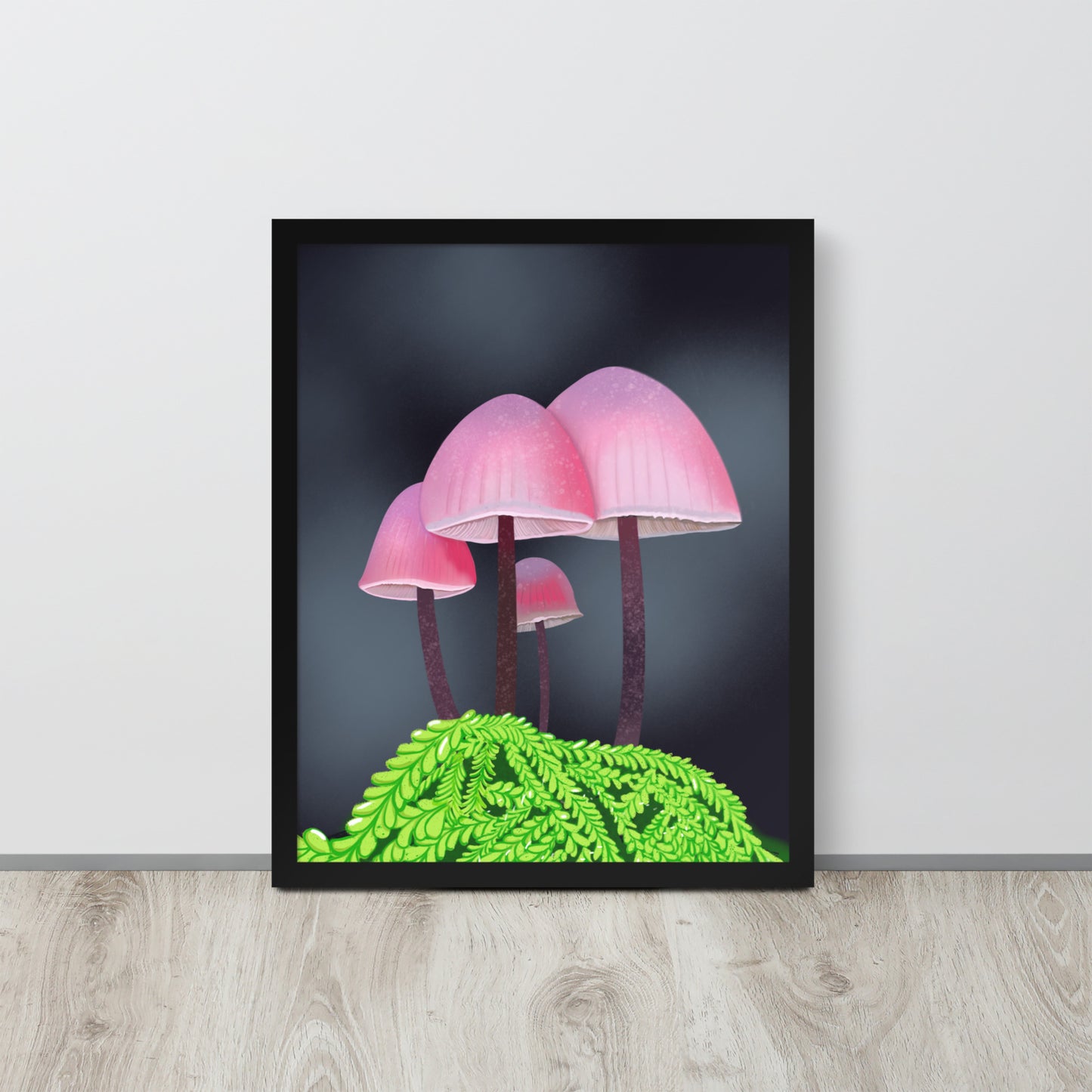 Pink Mushroom Wall Art Print | Whimsical Forest Botanical Decor