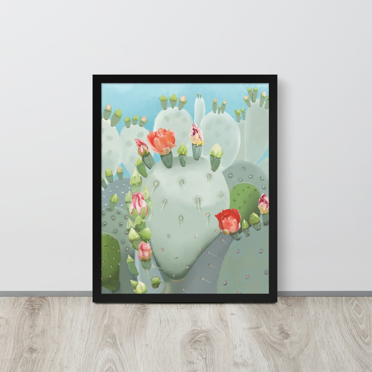 Prickly Pear Cactus Bloom Wall Art Print | Desert Botanical Decor