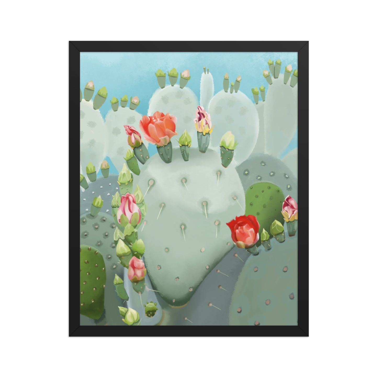 Prickly Pear Cactus Bloom Wall Art Print | Desert Botanical Decor