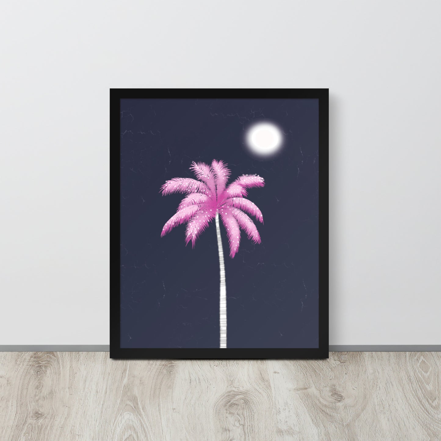 Pink Palm Tree Art Print | Tropical Night Wall Art | Coastal Boho Decor