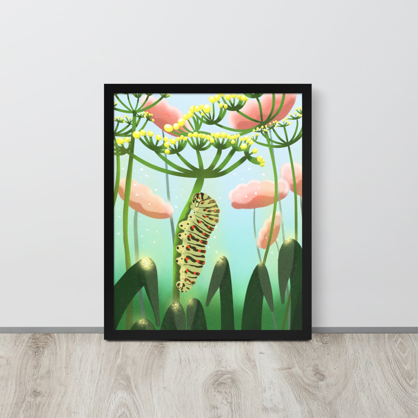Caterpillar Art Print – Hand-Painted Botanical Wall Art | Nursery & Nature Decor