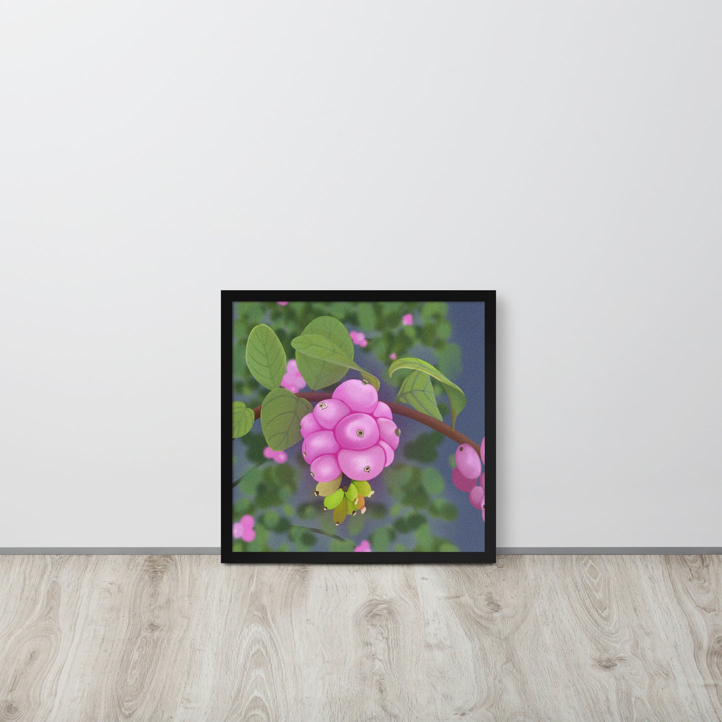 Pink Snowberries Wall Art | Hand-Painted Botanical Print