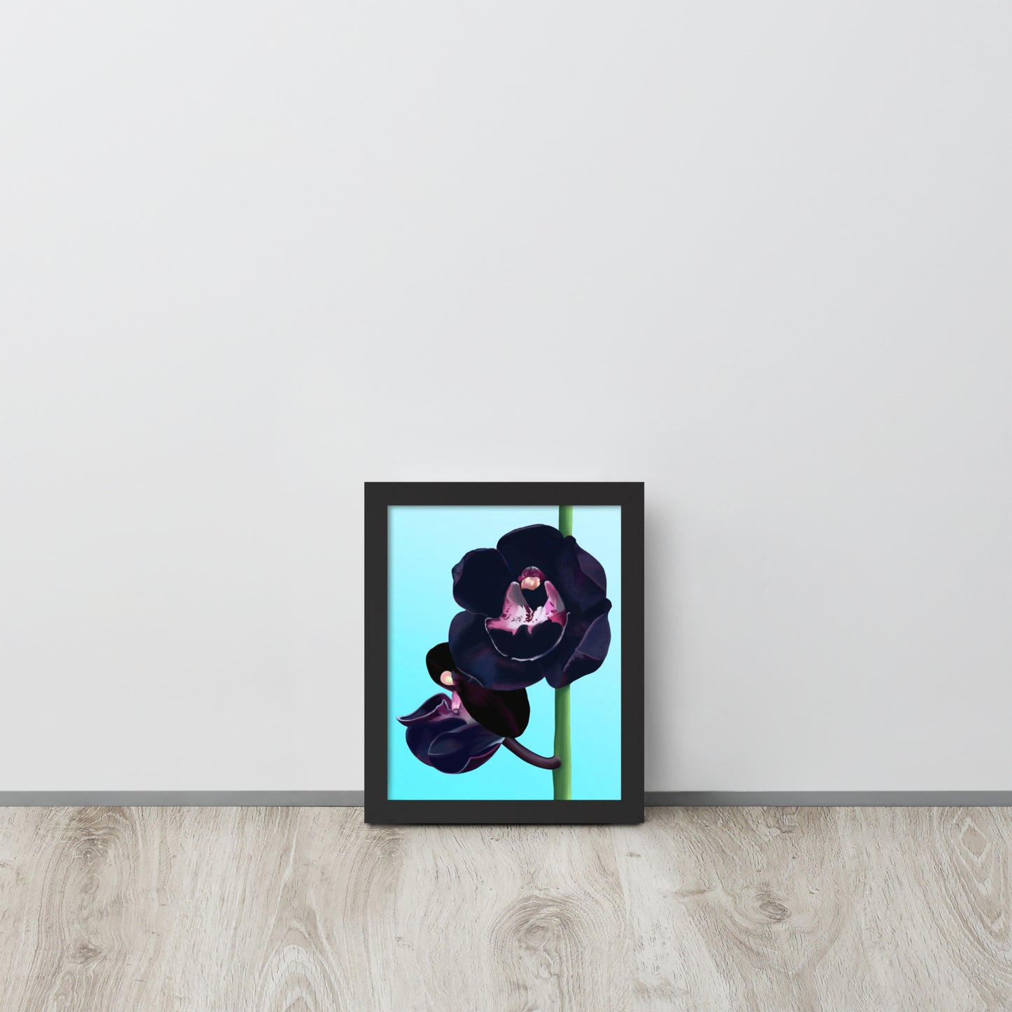 Black Orchid Wall Art | Hand-Painted Floral Print – Framed or Unframed