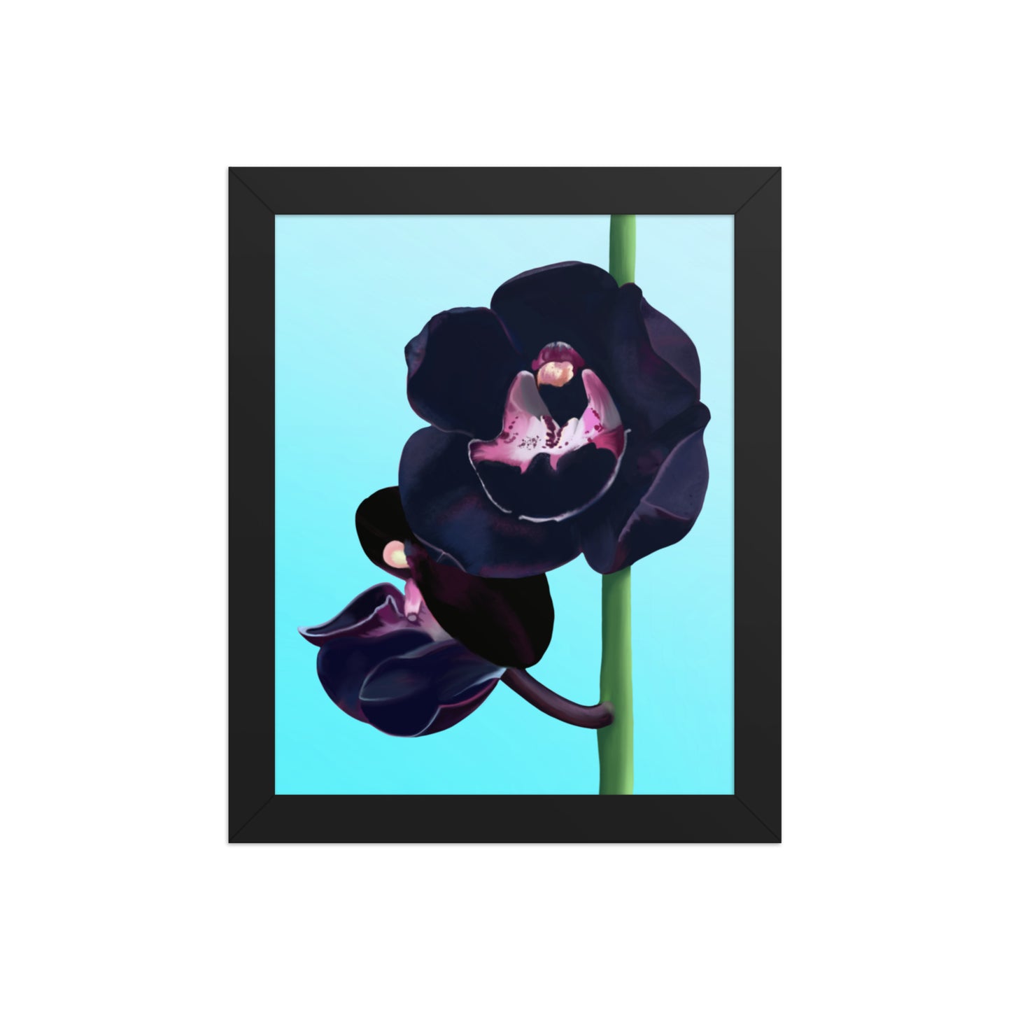 Black Orchid Wall Art | Hand-Painted Floral Print – Framed or Unframed